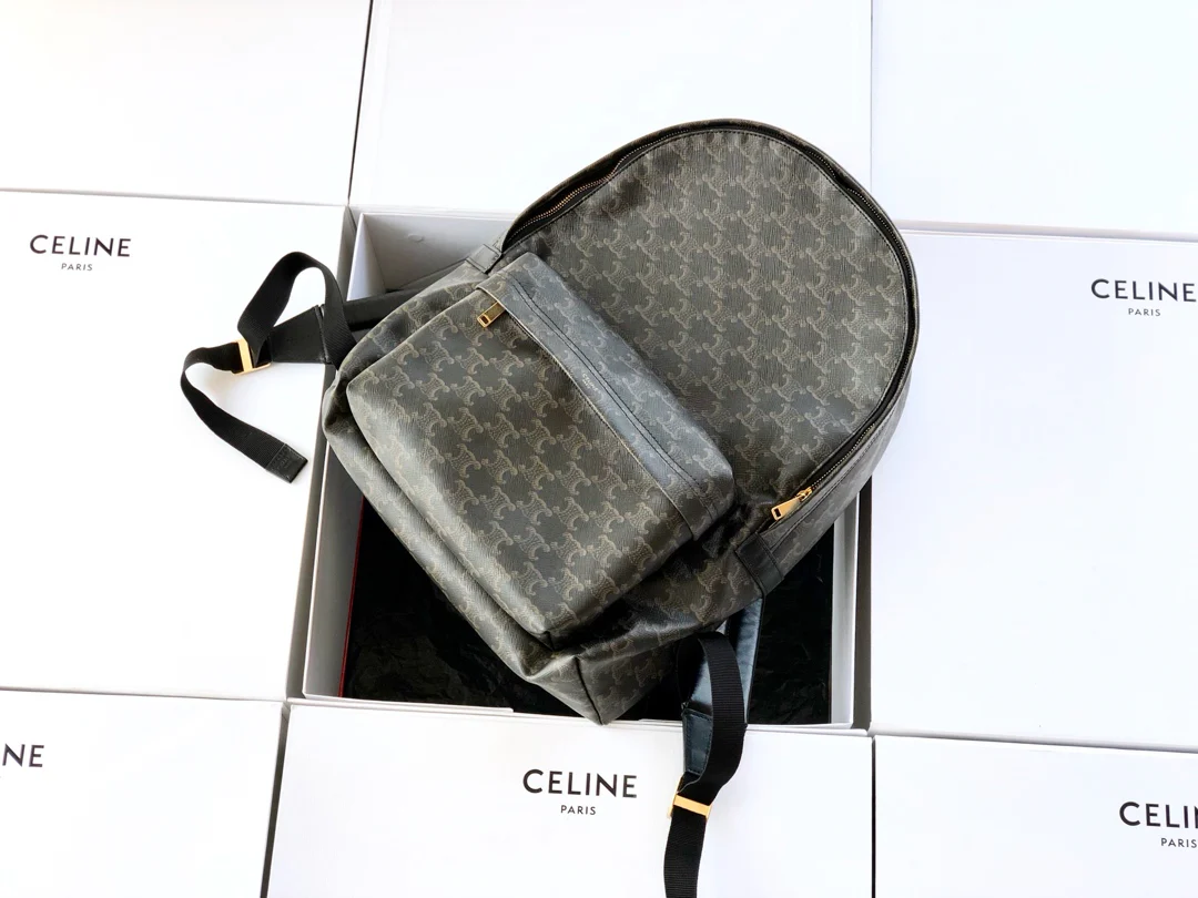 Рюкзак Celine Arc de Triomphe среднего размера из канваса и телячьей кожи.