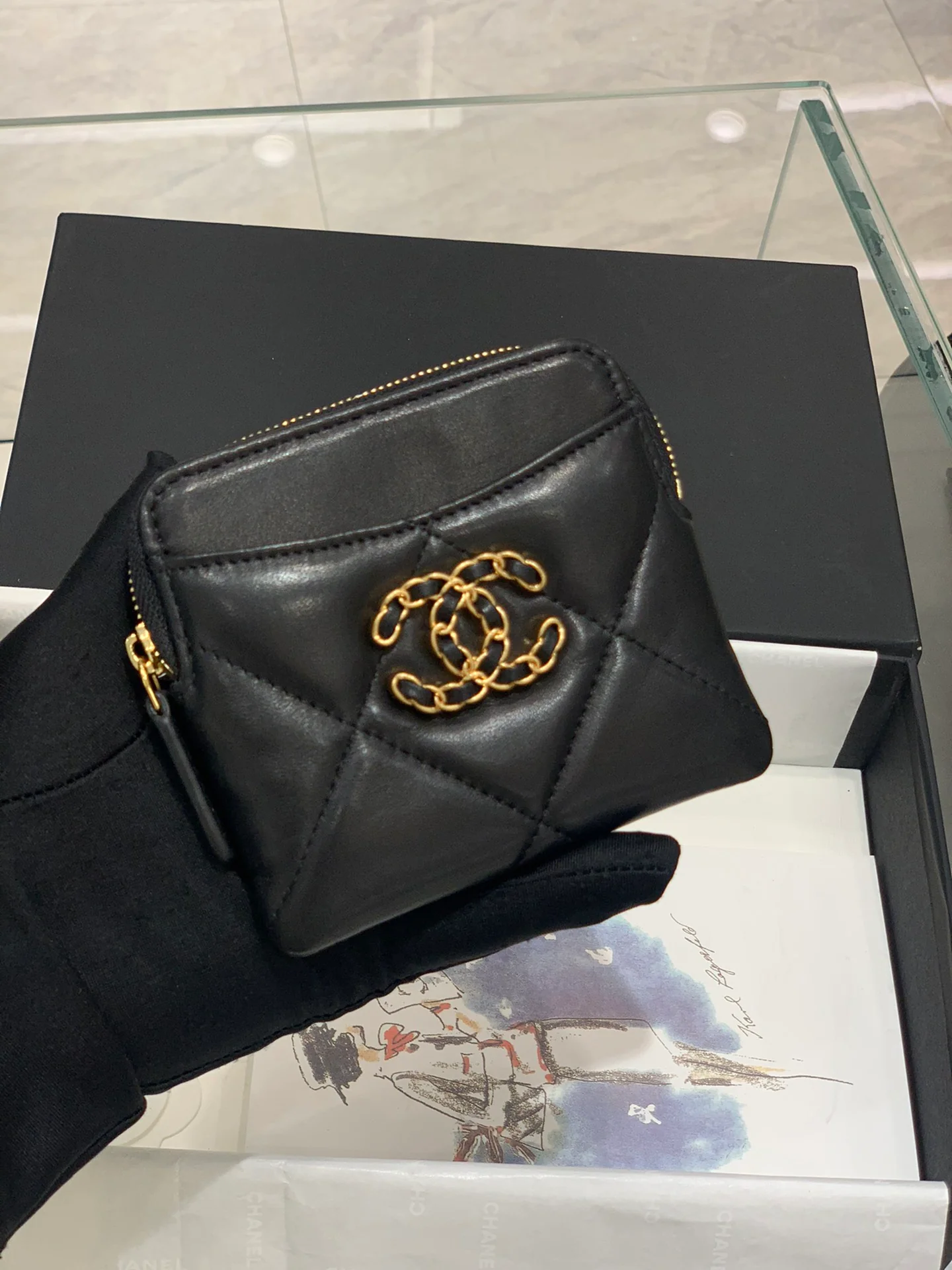 Кошелек Chanel 19 Series - Toast на молнии - черный