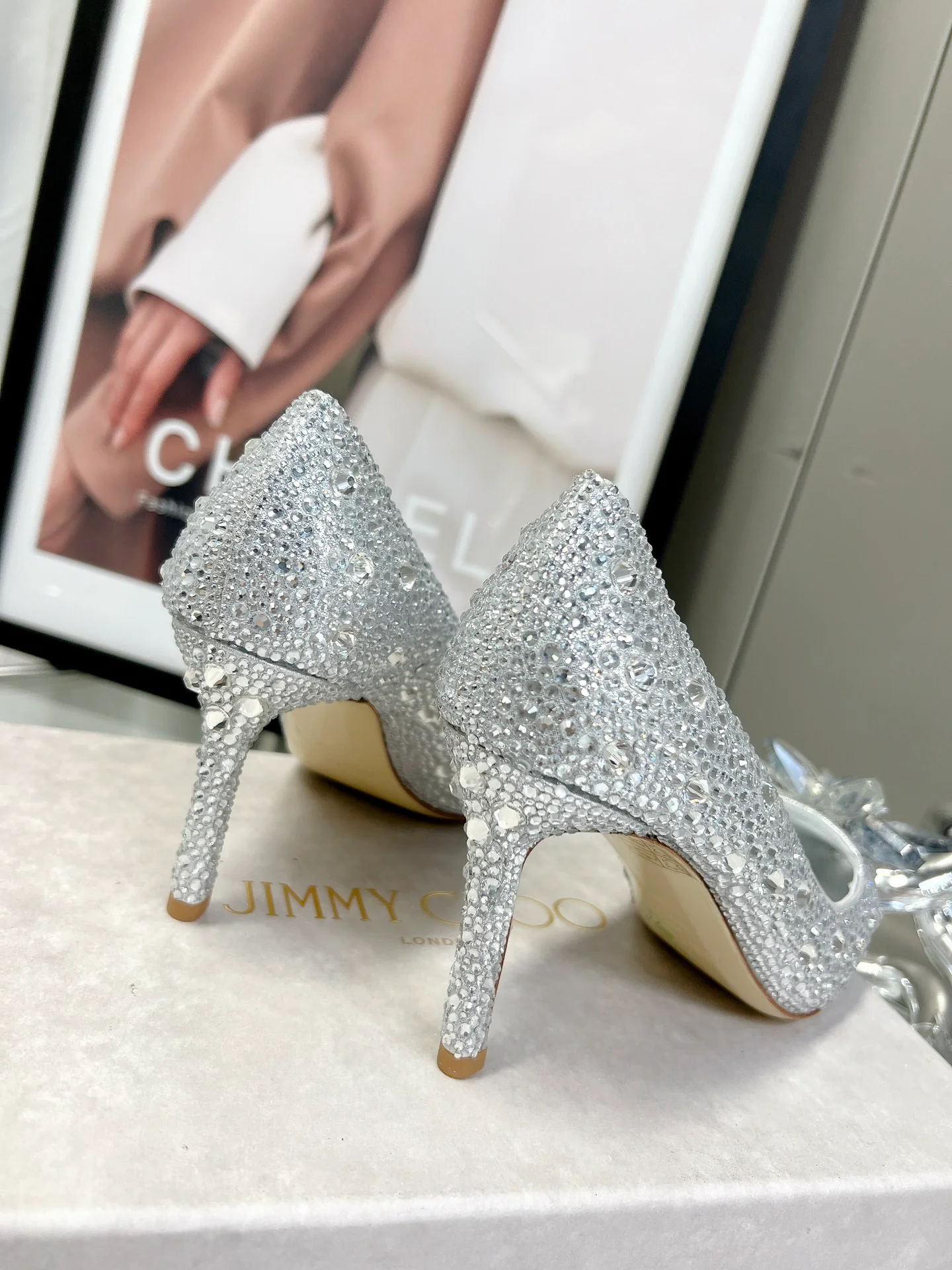 Свадебные туфли Jimmy Crystal - на высоком каблуке - серебристо-серые