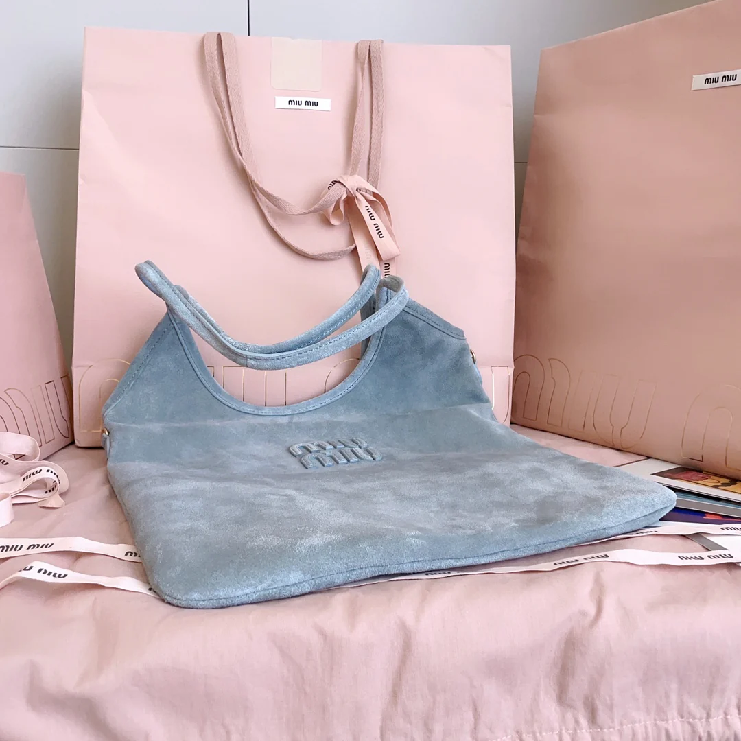 Сумка-тоут Miu Miu 5bg231 из замши - синяя