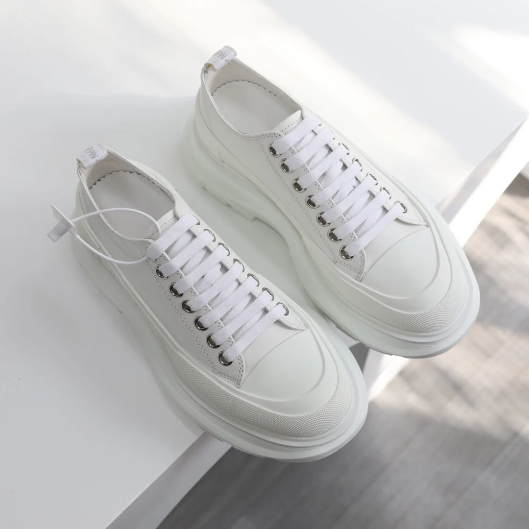 Ковбойские туфли на платформе McQueen, унисекс, белые.