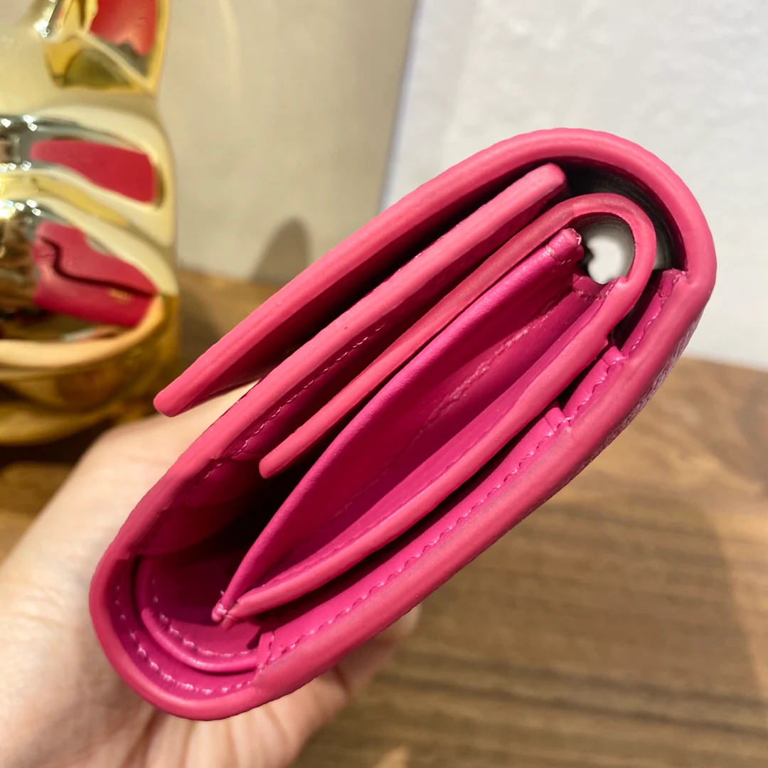 Celine STRAP 小号粒面三折短夹