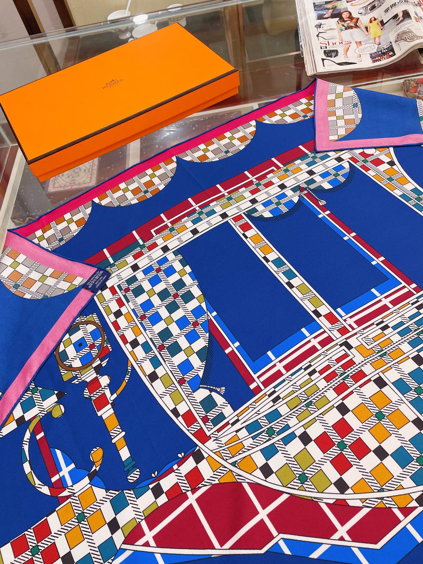 Шотландский странствующий шарф Hermes - 90-100 см - Твиловый шелк