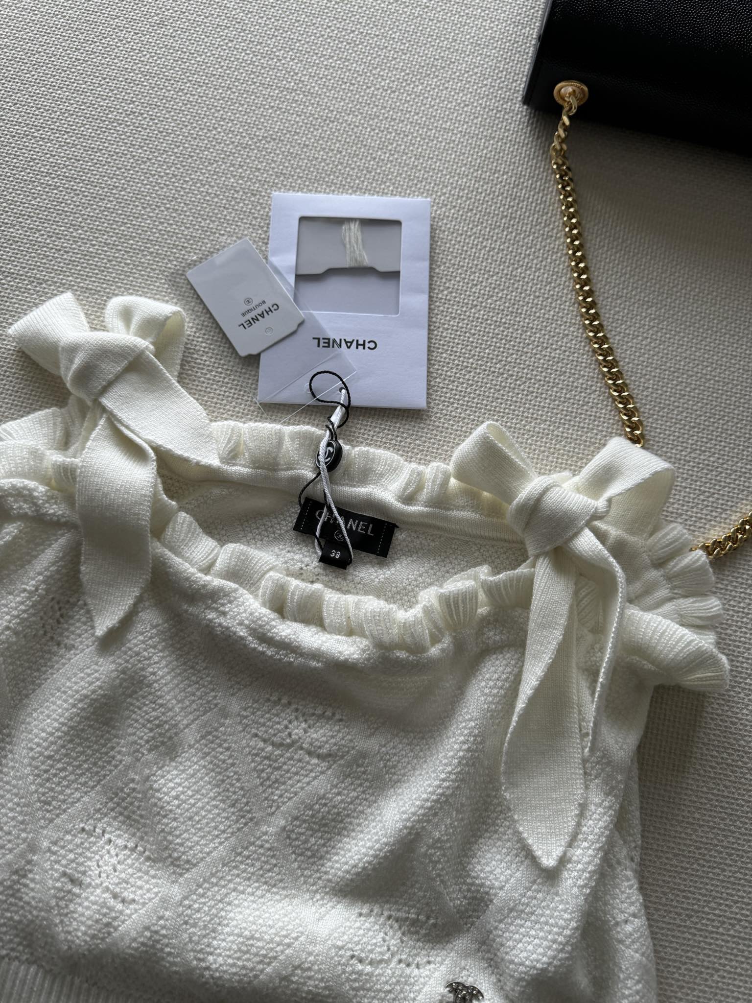 В стиле Chanel - 2403-24 Новая вязаная короткая майка-топ ранней весны - Розовая - 1