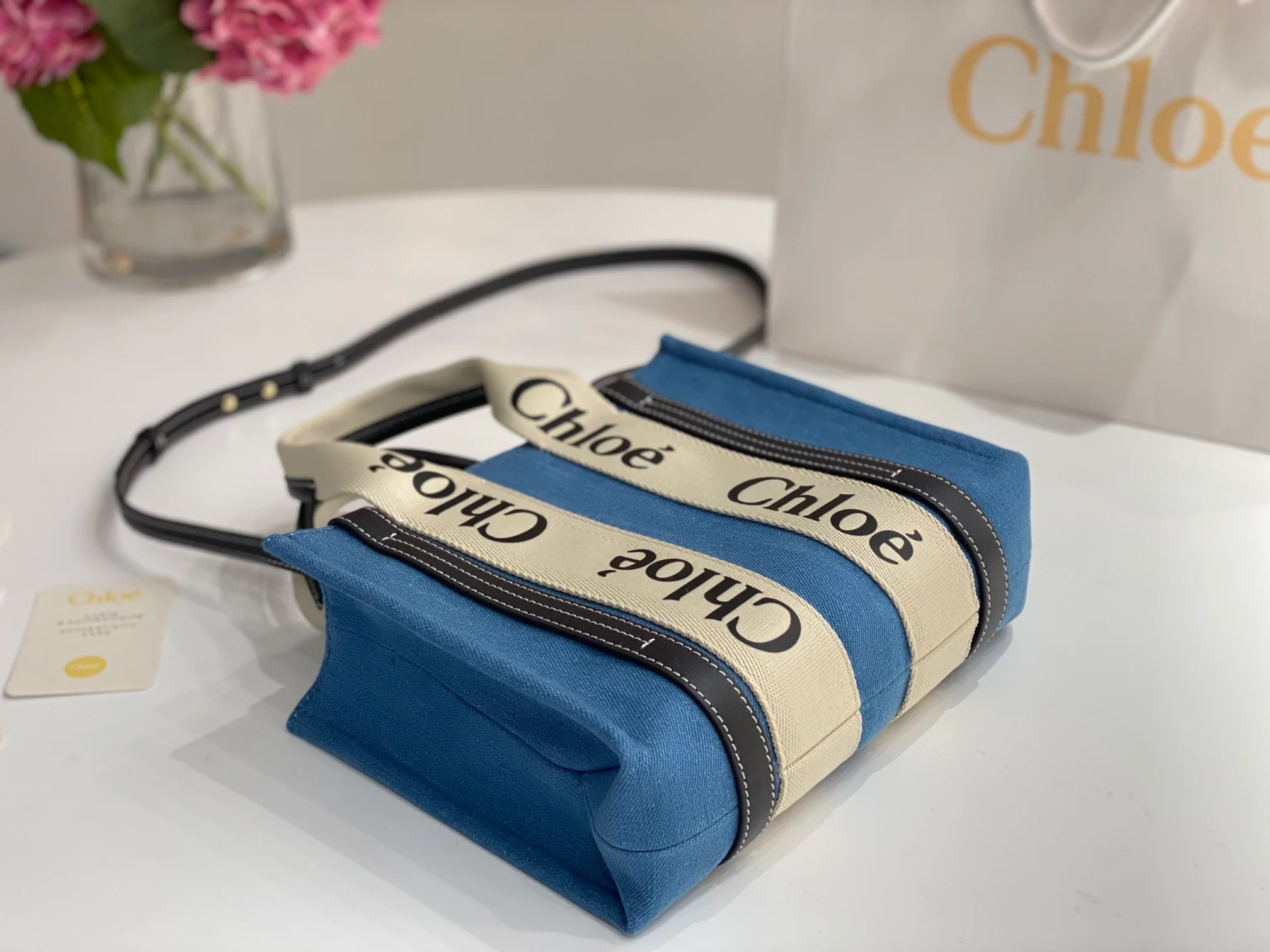 Сумка-тоут Chloe Woody - Маленькая - Джинсовая