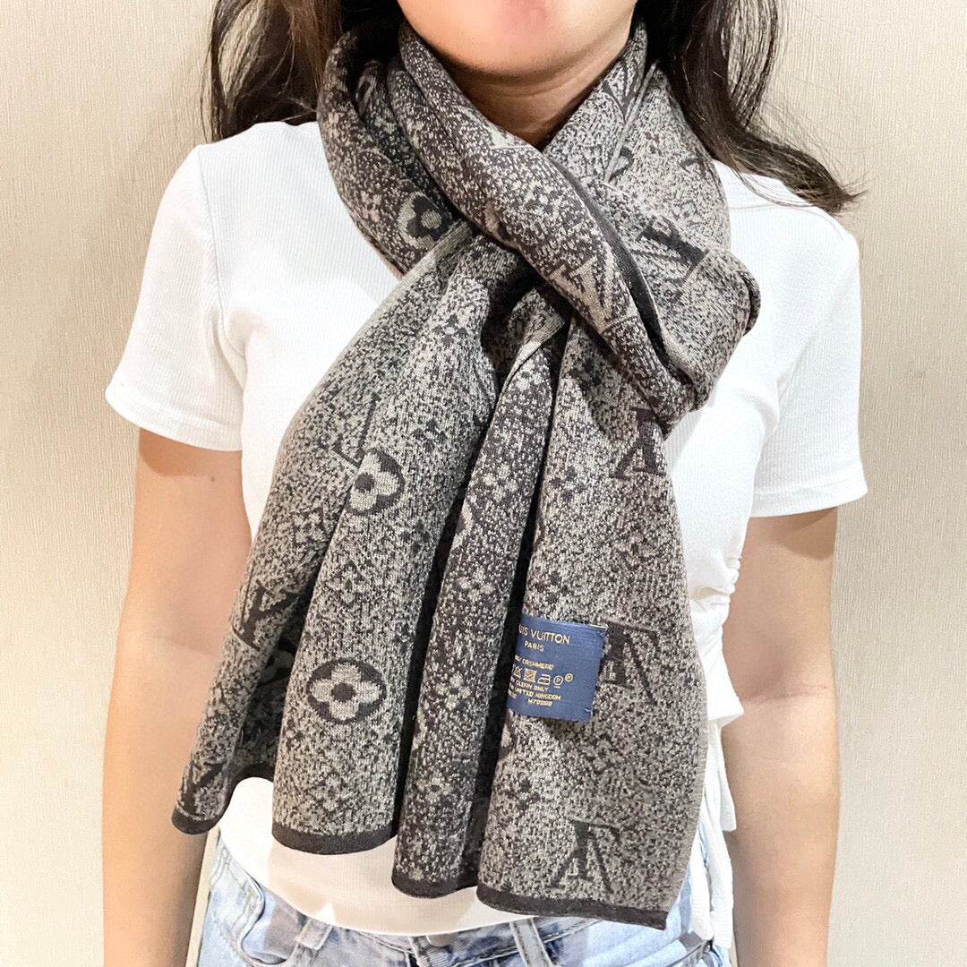 LV - Высококачественный кашемировый шарф - 180 см - 32 см - 100 см - Импортный вязаный кашемир - 1
