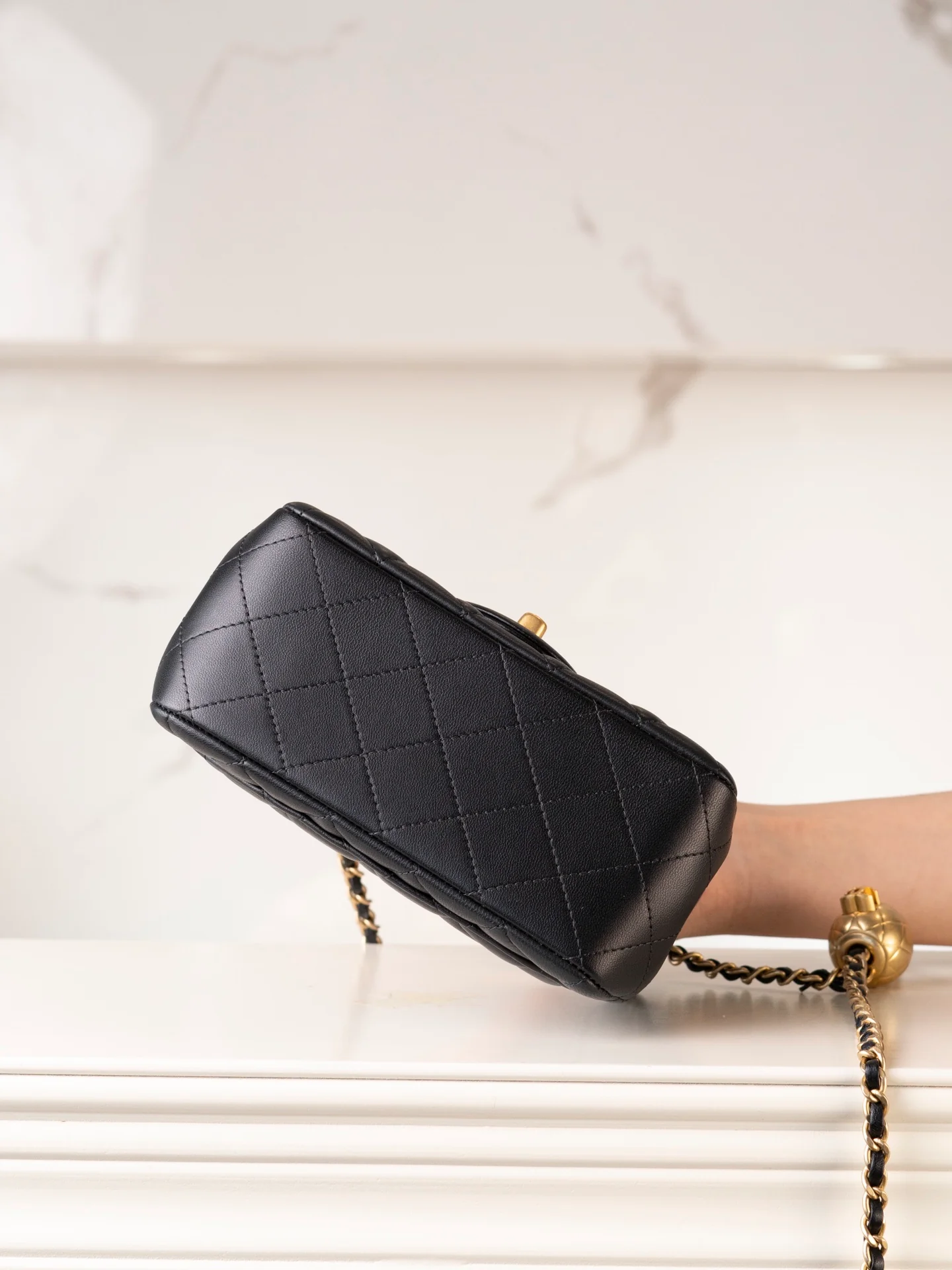 Chanel 24k Gold Globe Square Black Gold