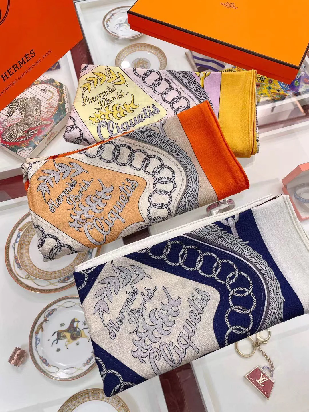 Hermes - Sabre March - Кашемировый шарф ручной работы, 140 квадратных дюймов.