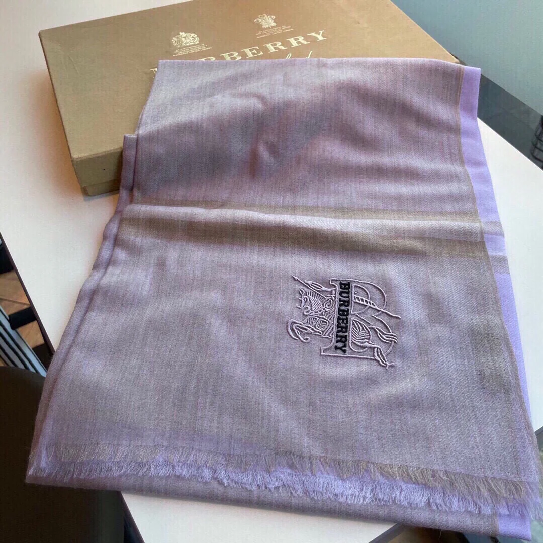 Классический клетчатый шарф Burberry - 100 см - 200 см - 100 см - Кашемир - Фиолетовый