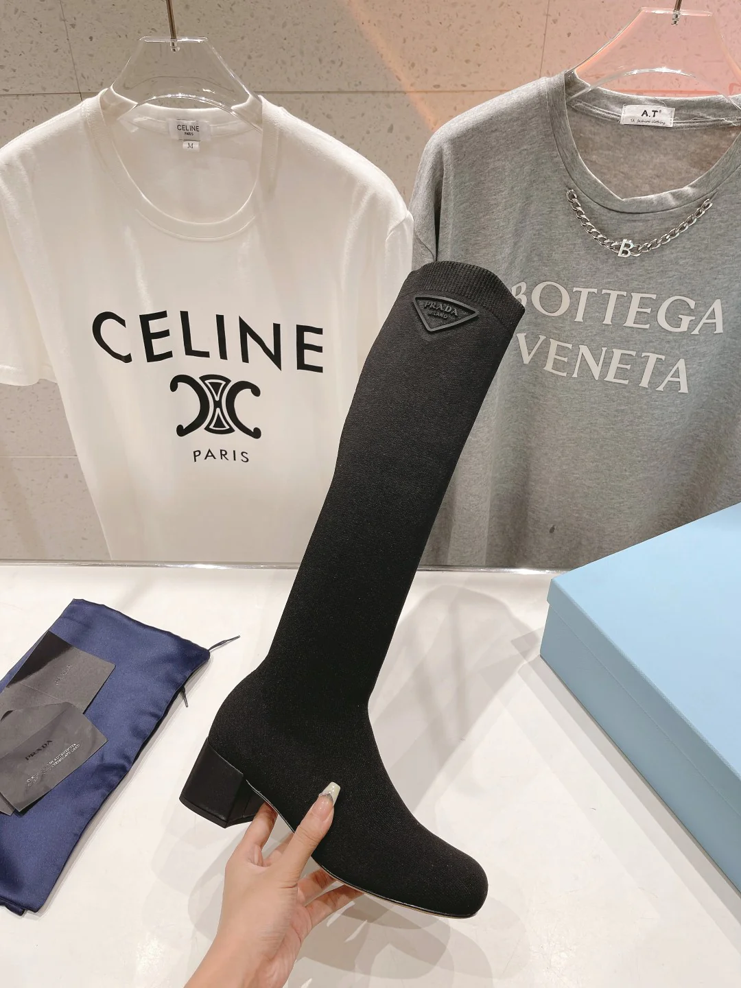 Ботинки на высоком каблуке Prada 2024 - Черные - 1