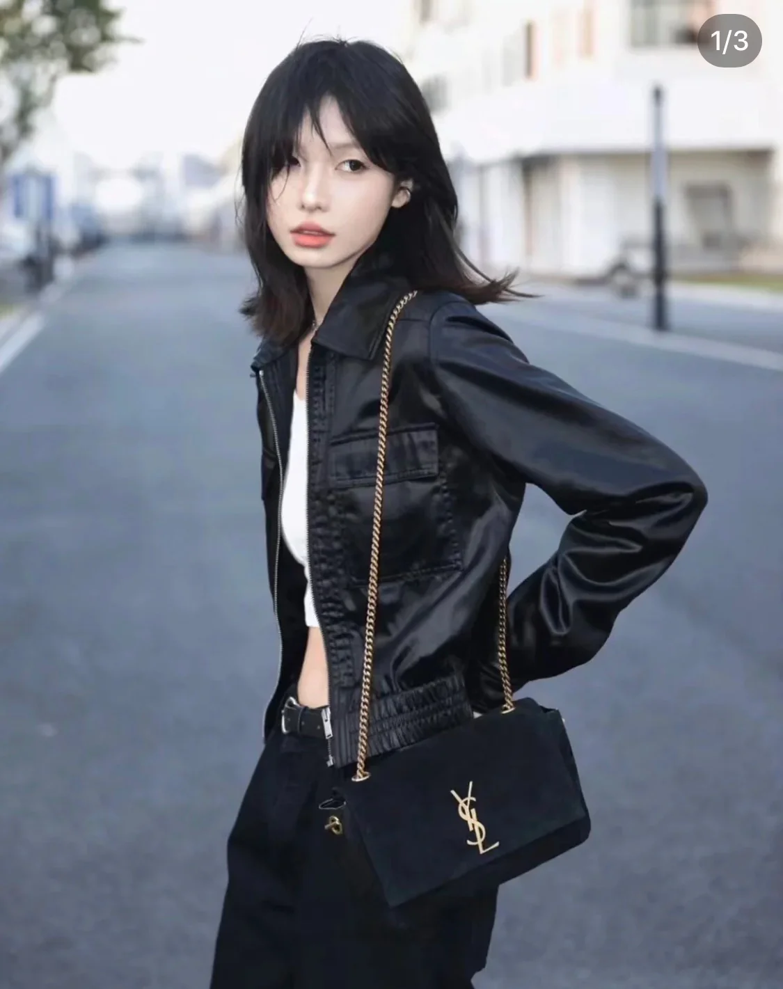 YSL-kate Double Bread - Тонкая овечья кожа - Черный - 22 см