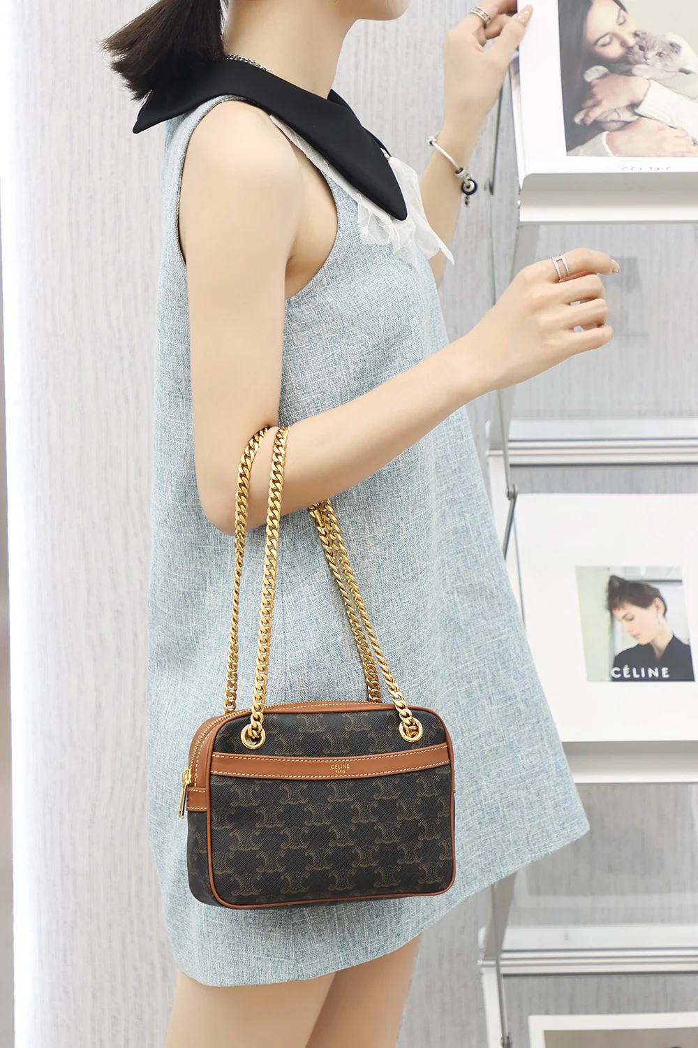 Сумка для фотоаппарата Celine Patapans Triomphe Classic Monogram через плечо