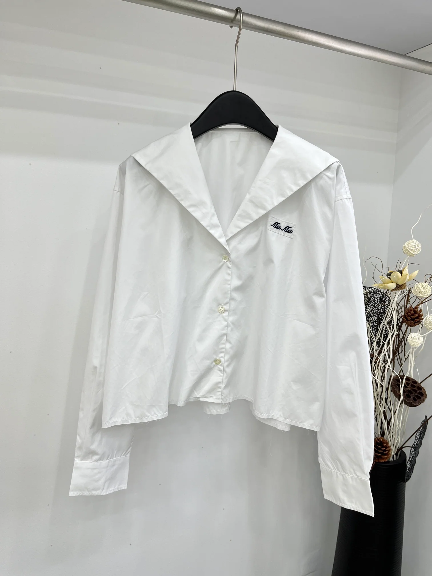 Рубашка с длинными рукавами Miu Miu-2404 в темно-синем стиле