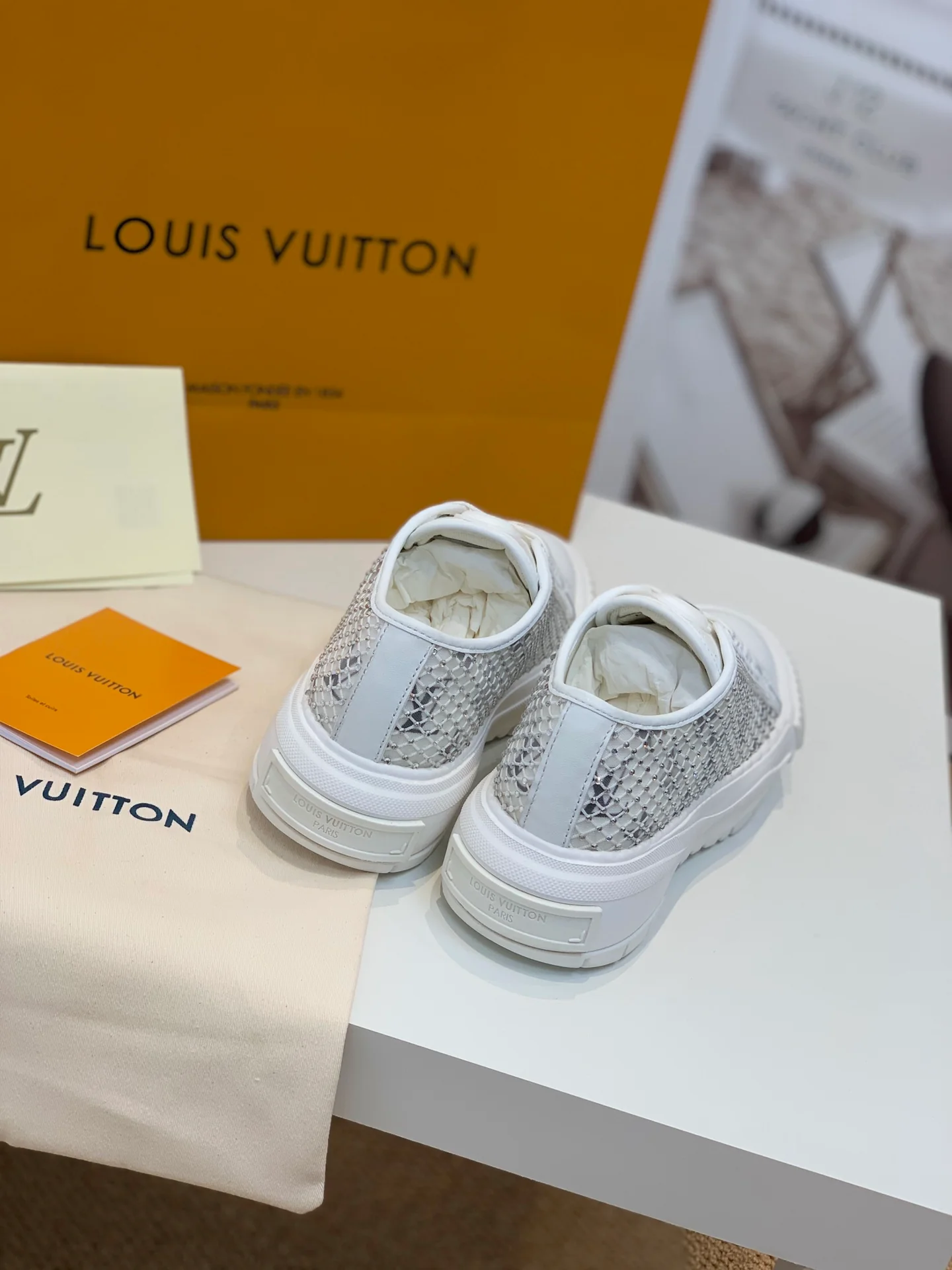 Обувь LV - LV Squad - Верх из сетчатой ??ткани с кристаллами - Низкие повседневные туфли