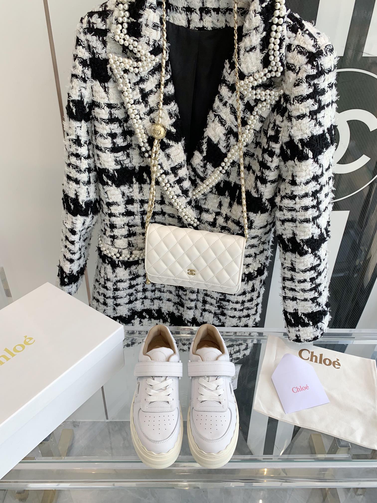 Chloe - Белые кожаные кроссовки на платформе