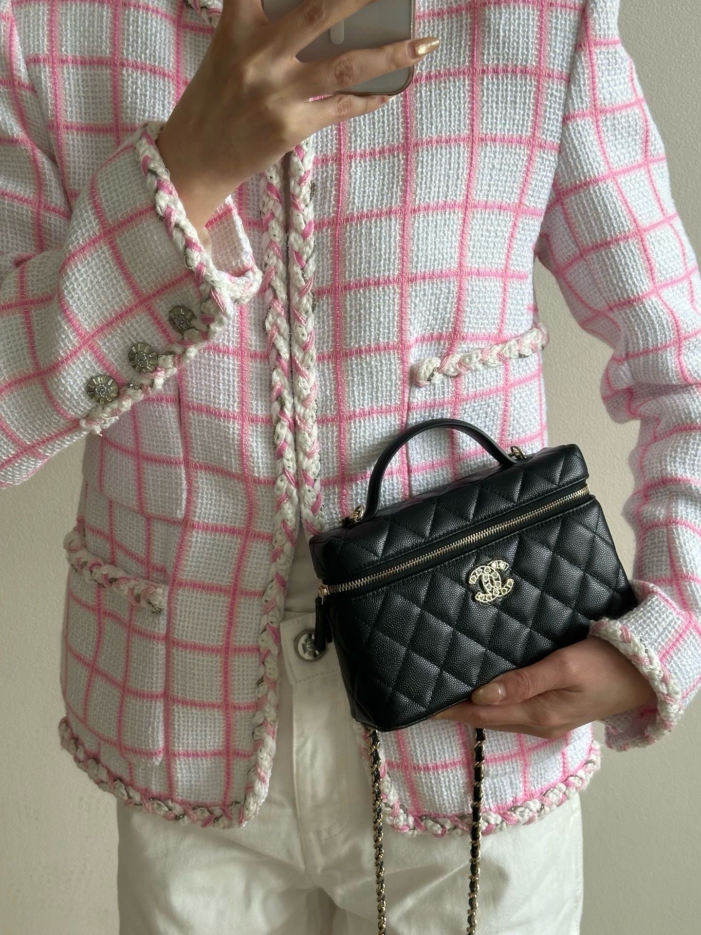 Сумочка Chanel 25p Heart Diamond LP с цепочкой - черная