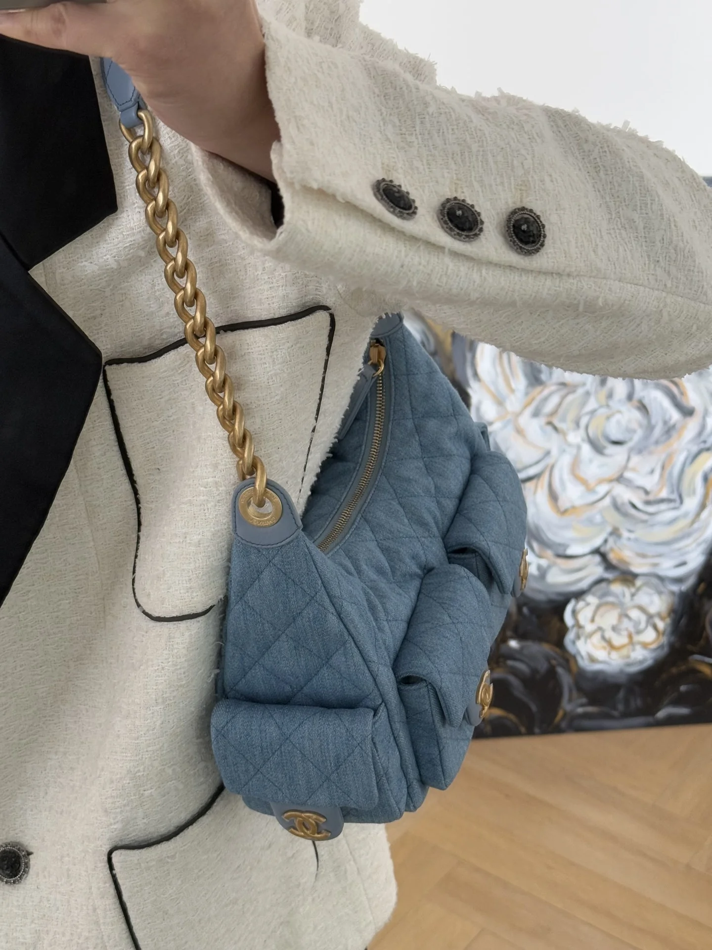 Chanel 25 Chobo Denim Small - Light Blue