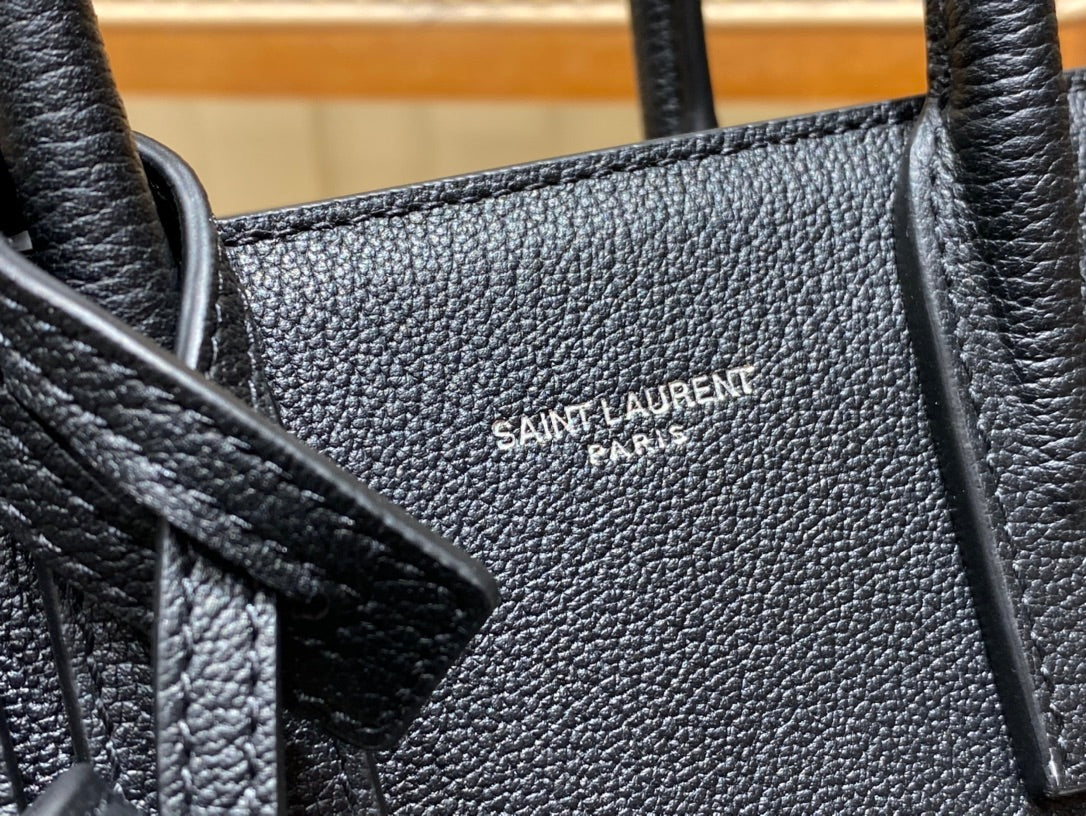 Сумка-гармошка YSL Sac-de-jour с рисунком под козу - черная - 22 см