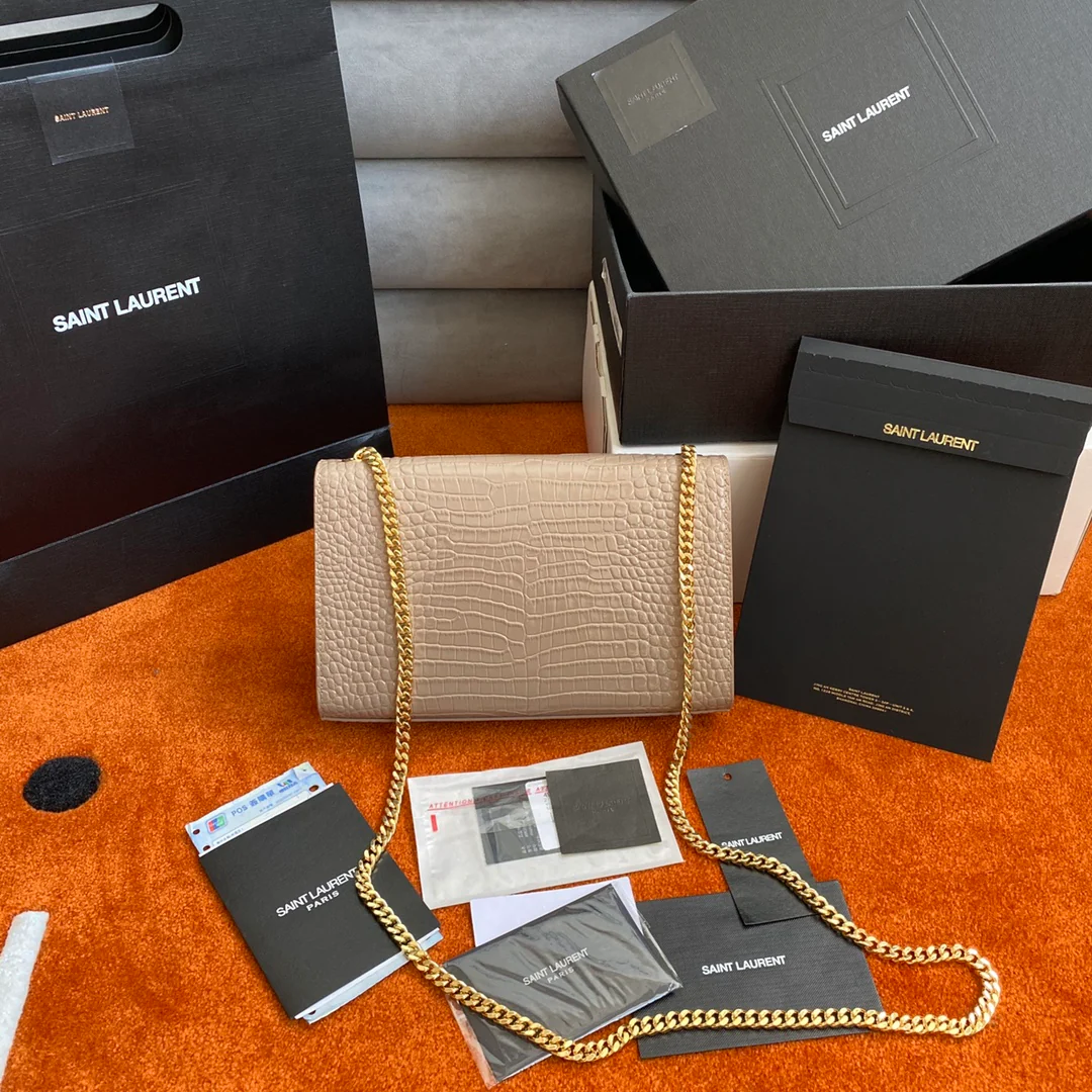 Сумка YSL Kate с цепочкой и крокодиловым принтом - Средний размер - 7