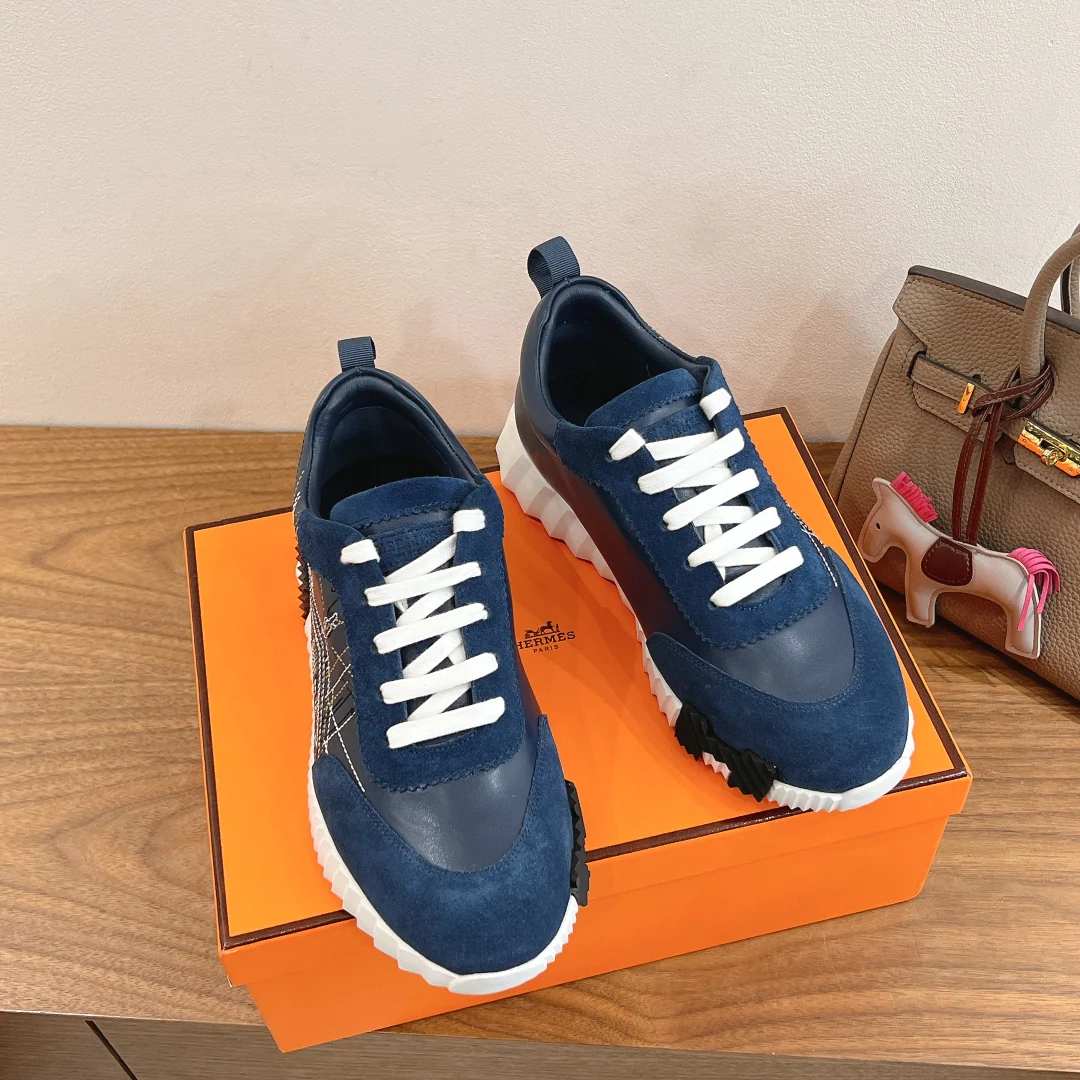 Простые повседневные туфли Hermes 2024 - синие