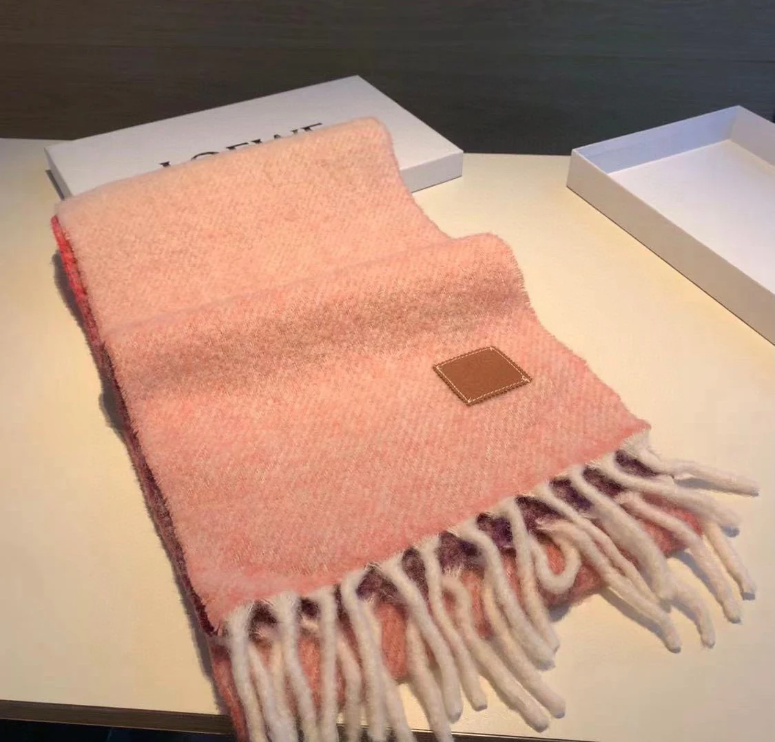 Шарф в стиле Лолита - однотонный - 250 см - 28 см - розовый