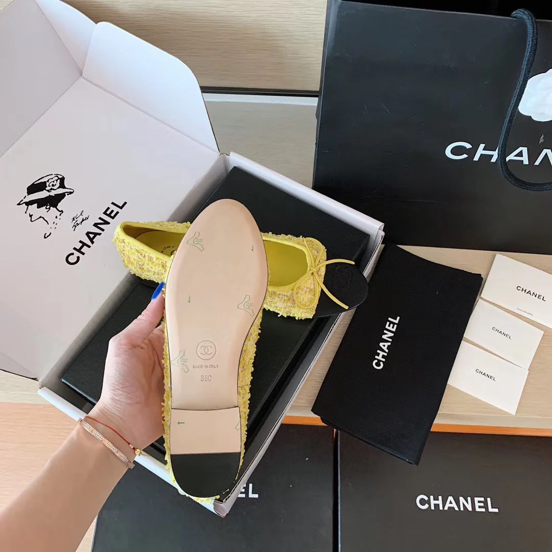 Классические балетки Chanel - желтые