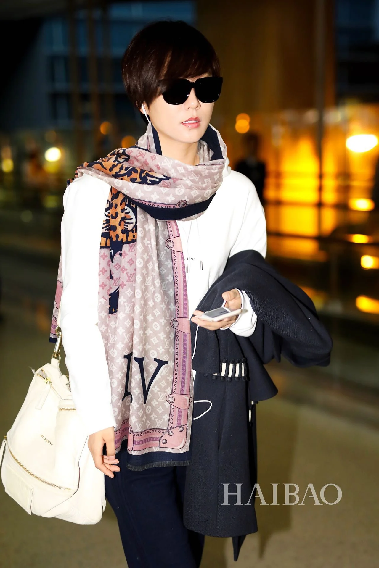 Шарф LV Tiger - 200 см - 110 см - 100 см - Чистый кашемир - Белый