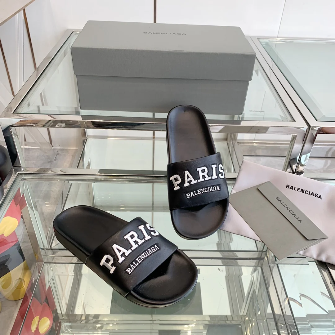 Тапочки Balenciaga Letter - унисекс - черные