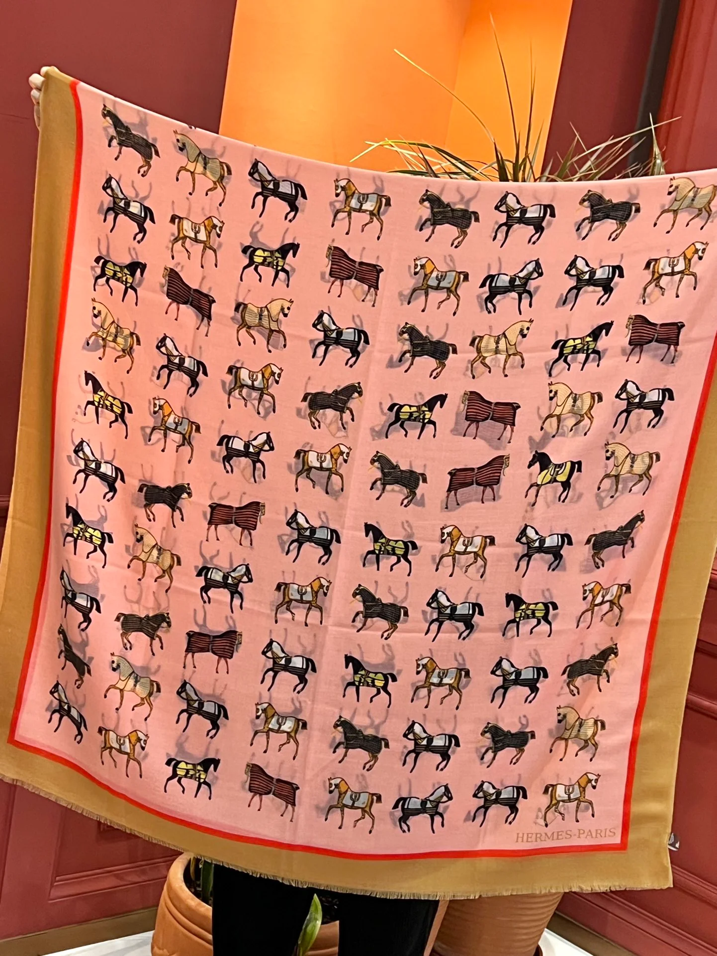 Hermes - Кашемировый длинный шарф премиум-класса, 100-200 см - Розовый