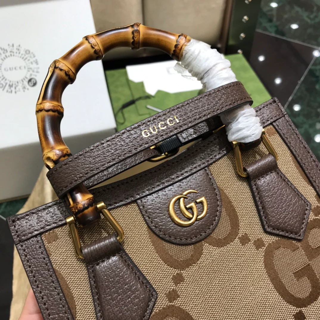 Оригинальная кожаная бамбуковая сумка Gucci