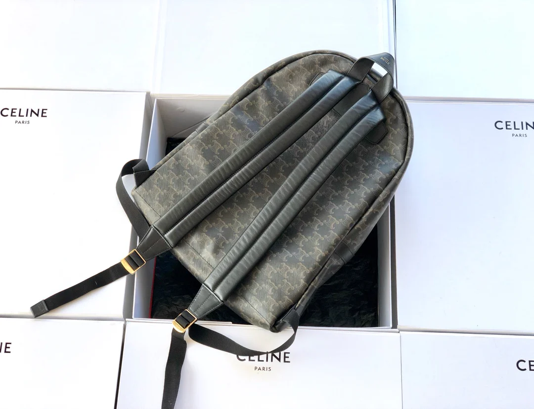 Рюкзак Celine Arc de Triomphe среднего размера из канваса и телячьей кожи.