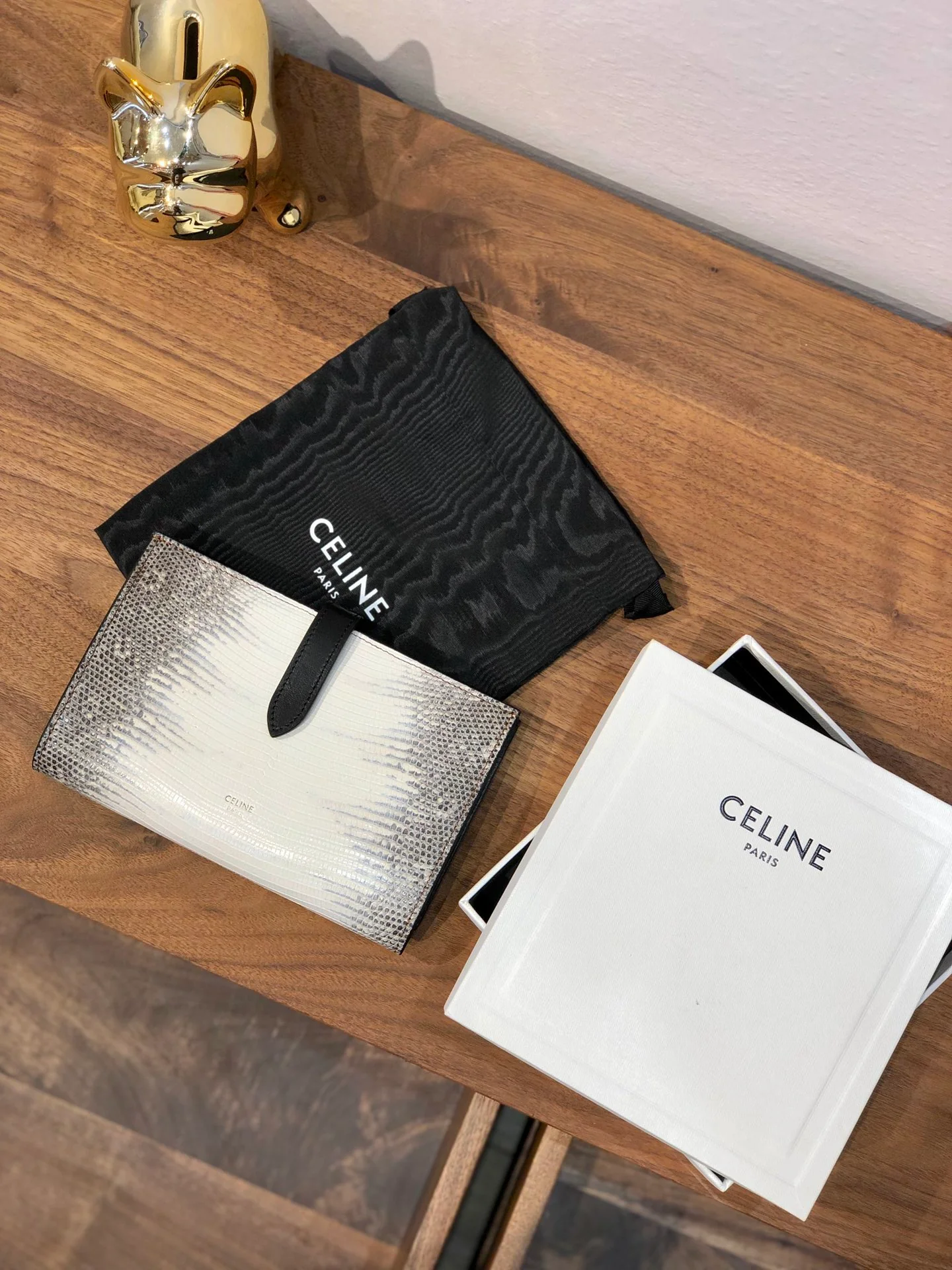 ремешок Celine, большой длинный кошелек, кожа ящерицы, 2