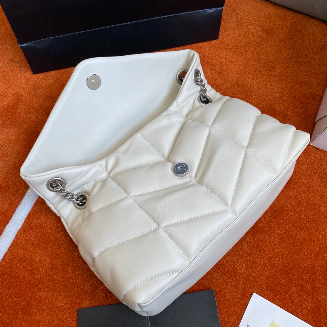 Сумка-пуховик YSL из овечьей кожи - белая - маленькая
