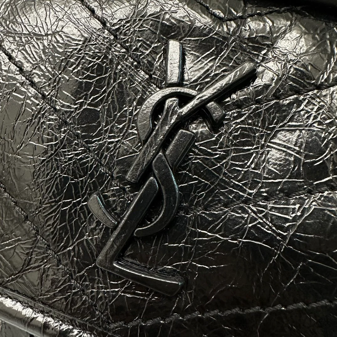 YSL-niki-baby-22cm-leather-black antique silver chain