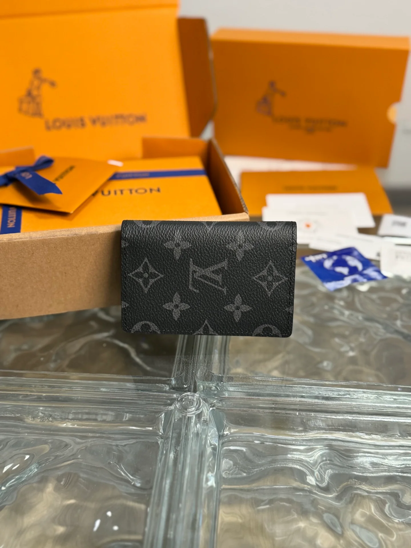 LV-m61696-Карманная складная сумка-черная из канваса с монограммой