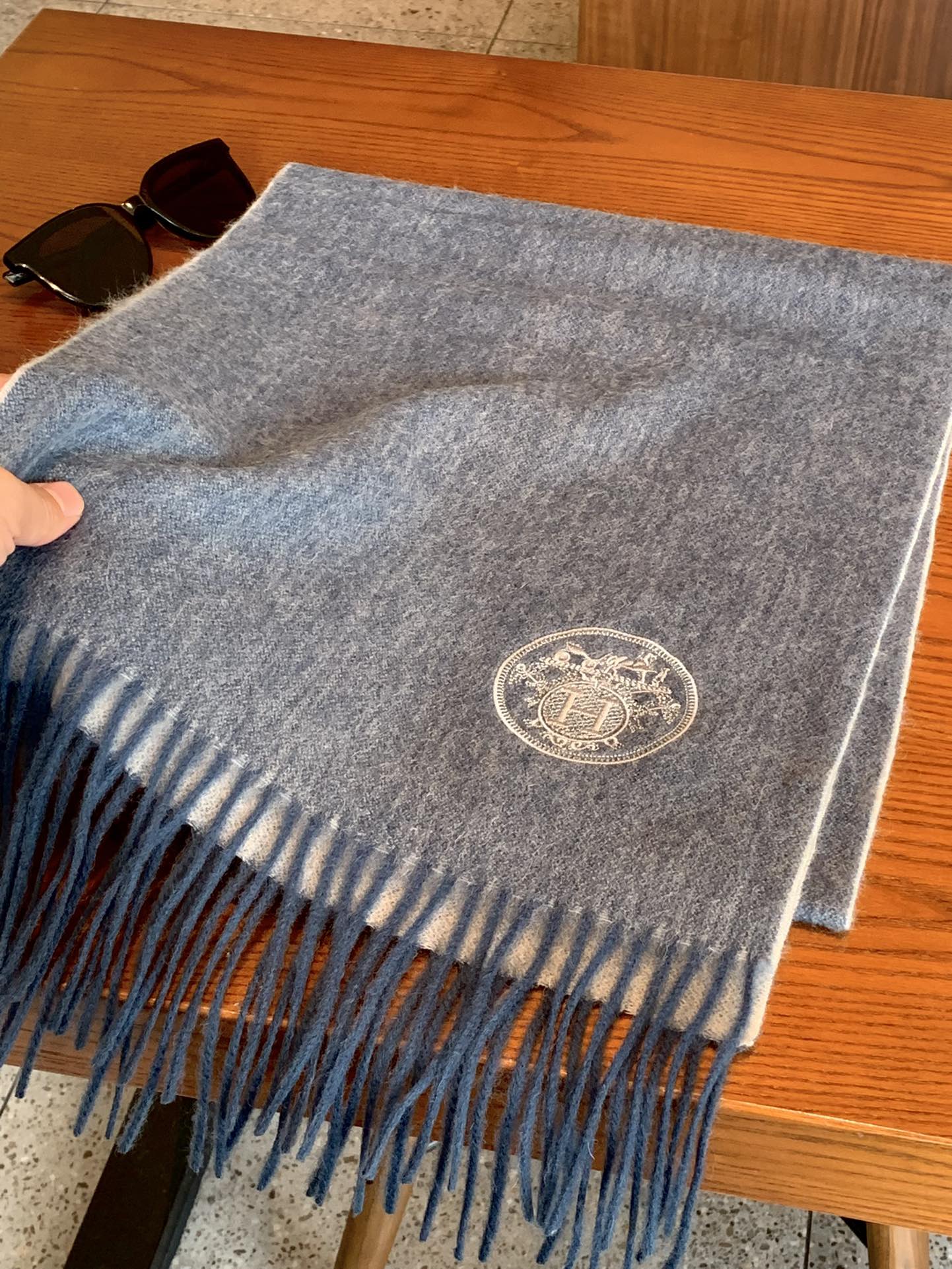 Двусторонний кашемировый шарф Hermes - 180 см - 35 см - 2