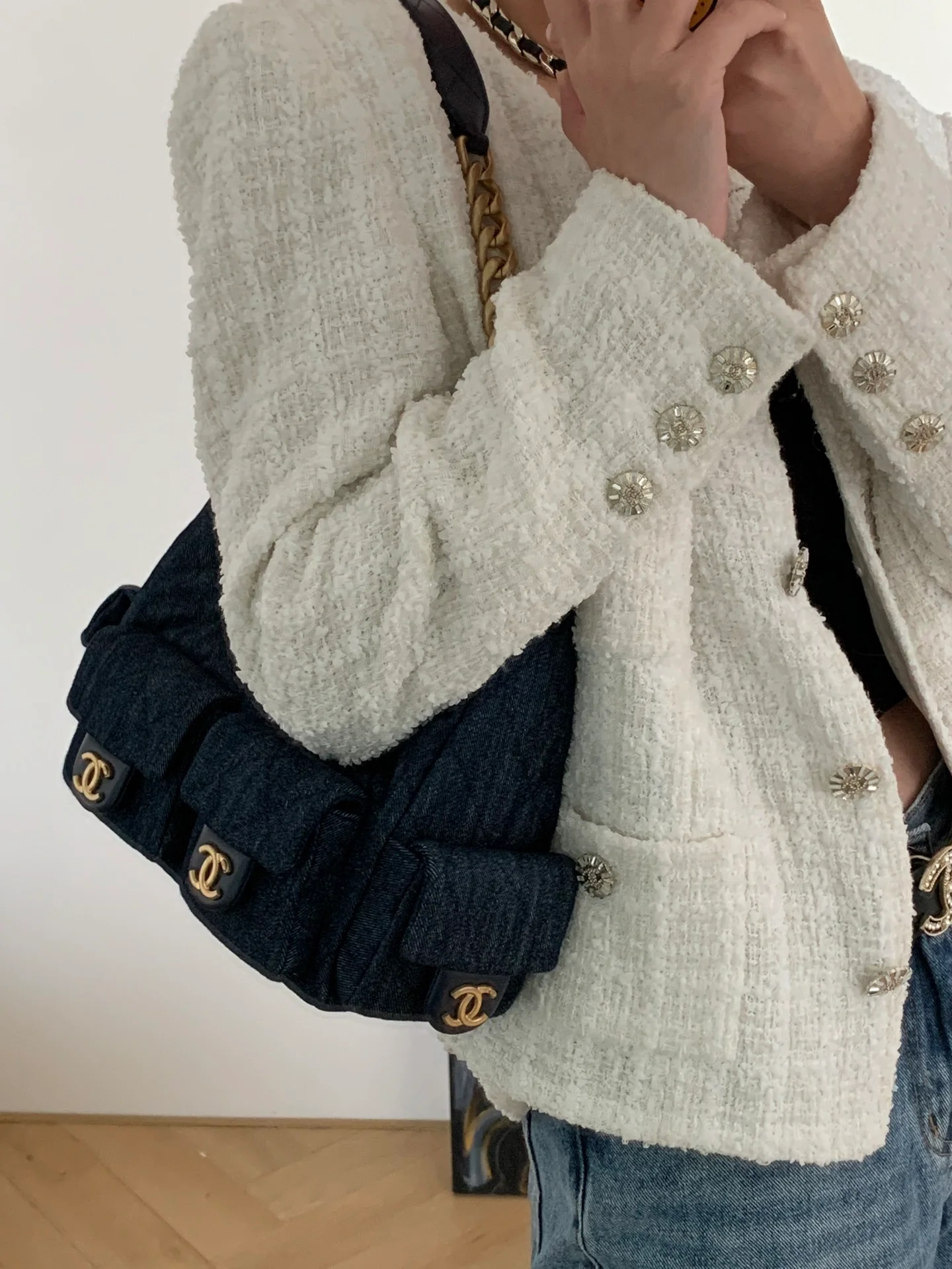 Chanel 25 Chobo Denim Small - Темно-синий