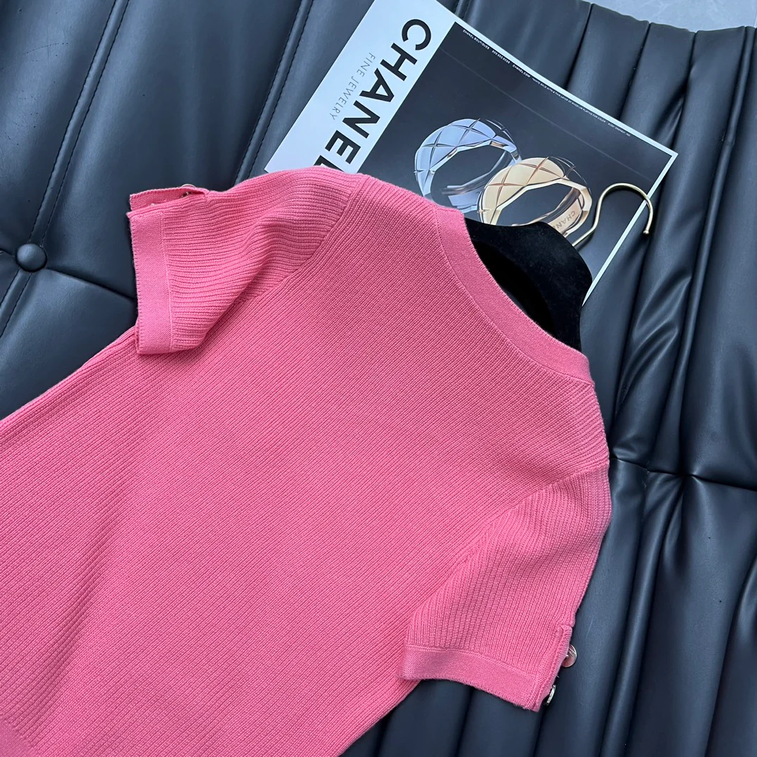 Свитер Chanel 2403 с карманом в виде четырехлистного клевера - розовый