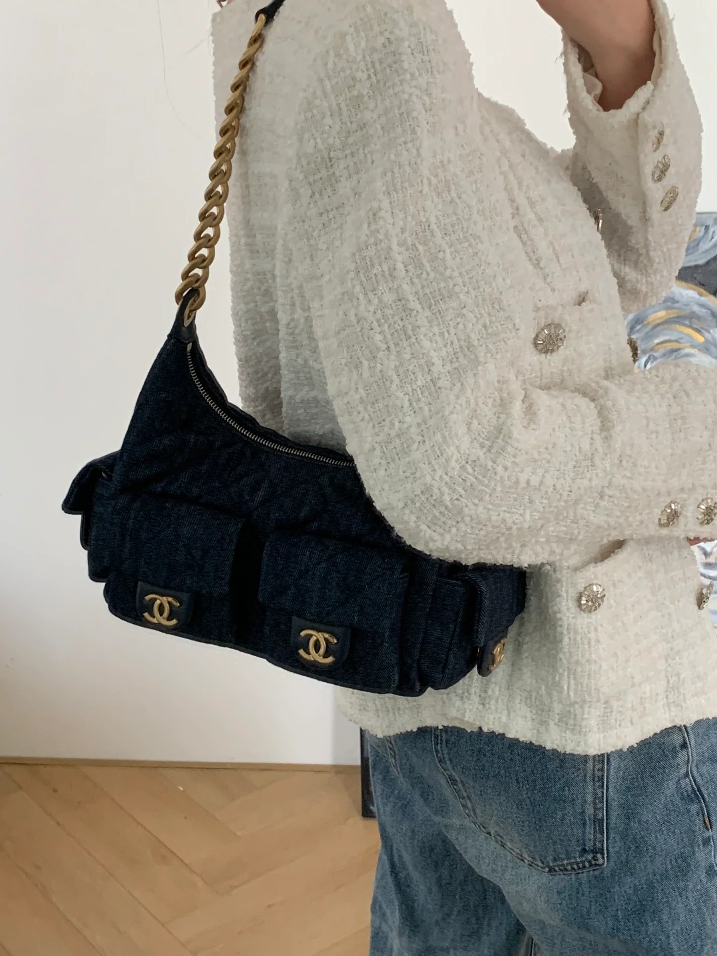 Chanel 25 Chobo Denim Small - Темно-синий