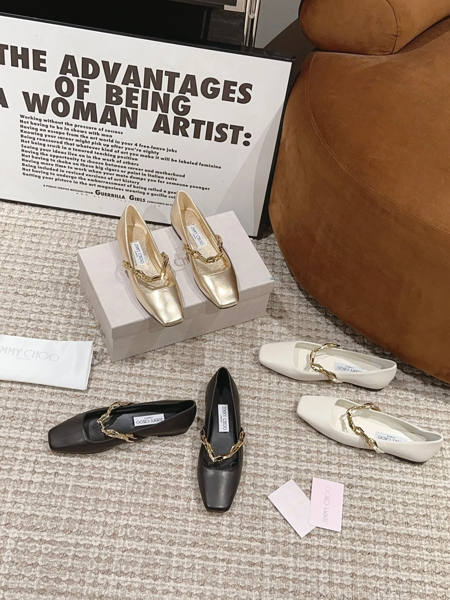 Балетки Jimmy Mary Jane Series Chain Flats - черные