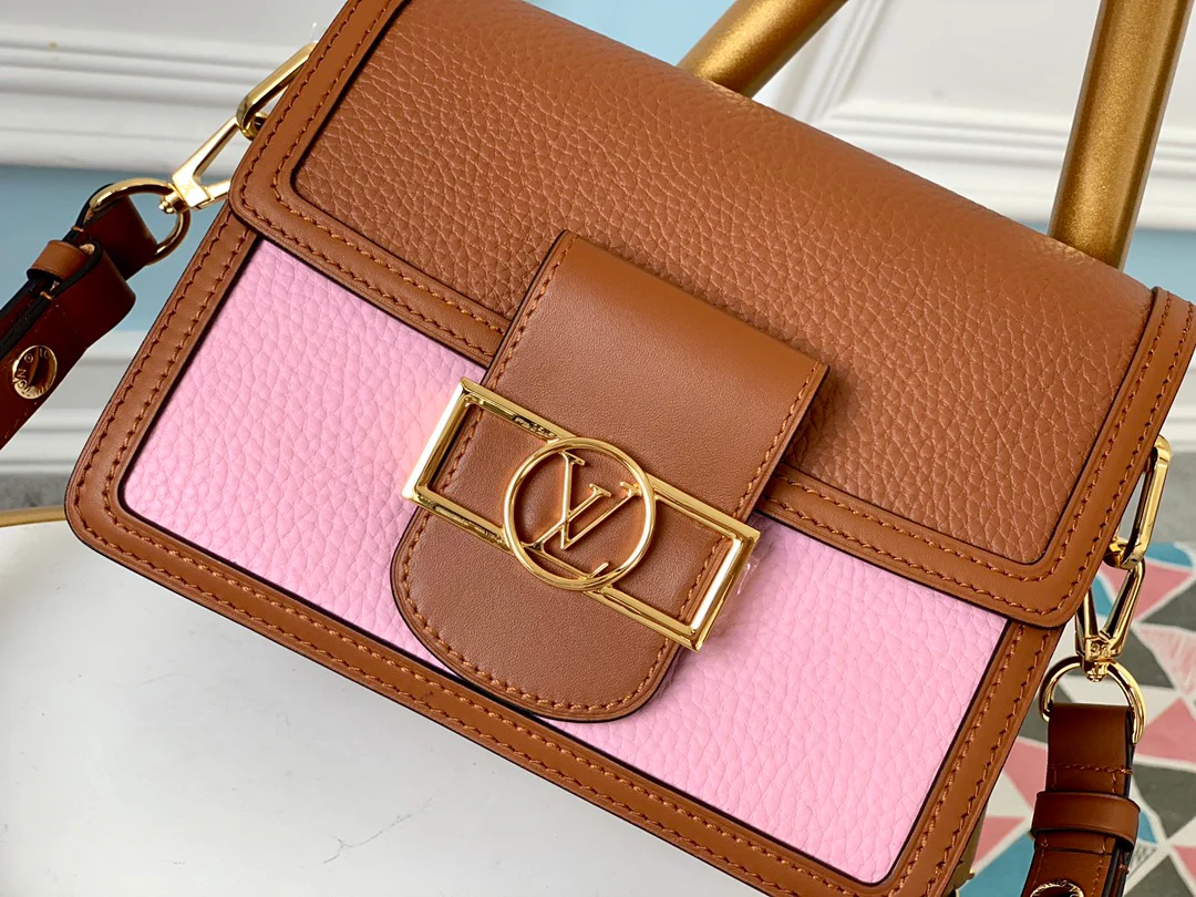 m53806-LV-mini-dauphine-messenger bag-pink-brown