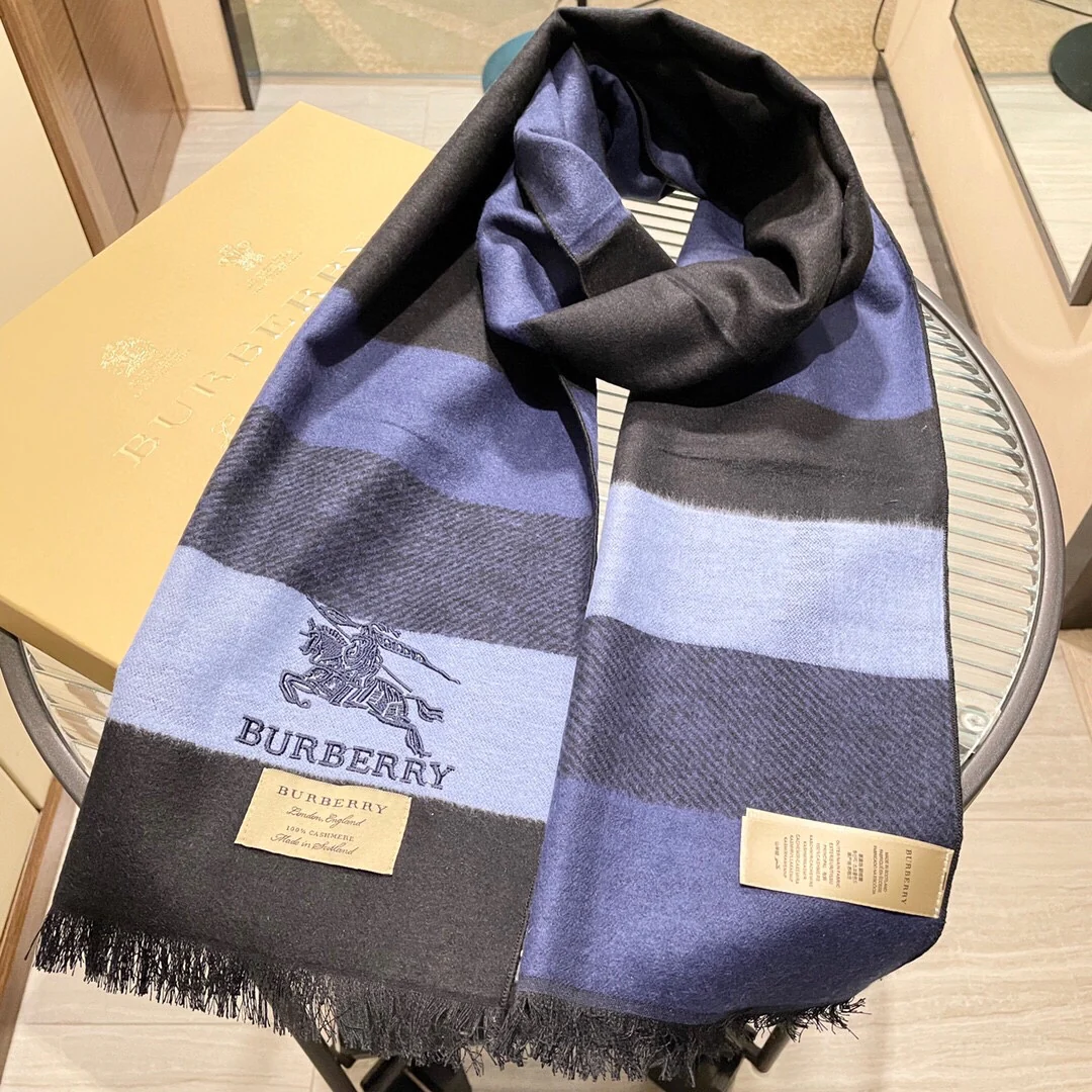 Классический полосатый тканый шарф Burberry - 32 (180 см) - 100% кашемир - 1 шт.