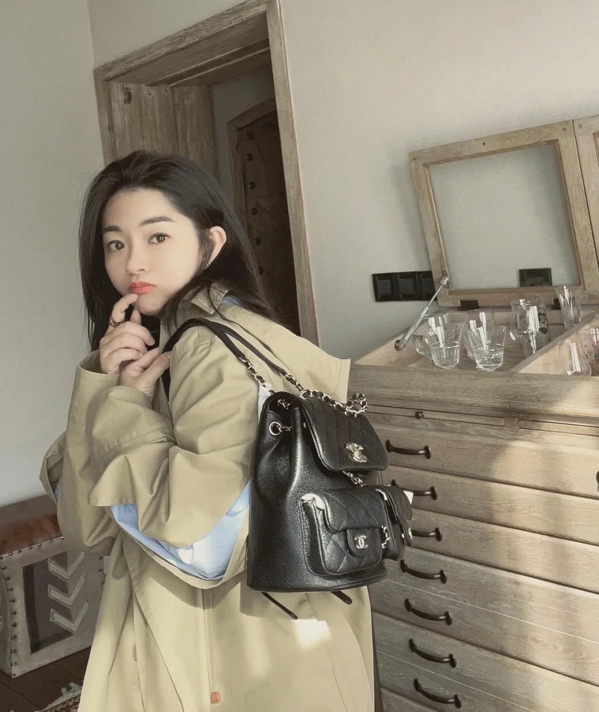 Кожаный рюкзак Chanel Duma - черный