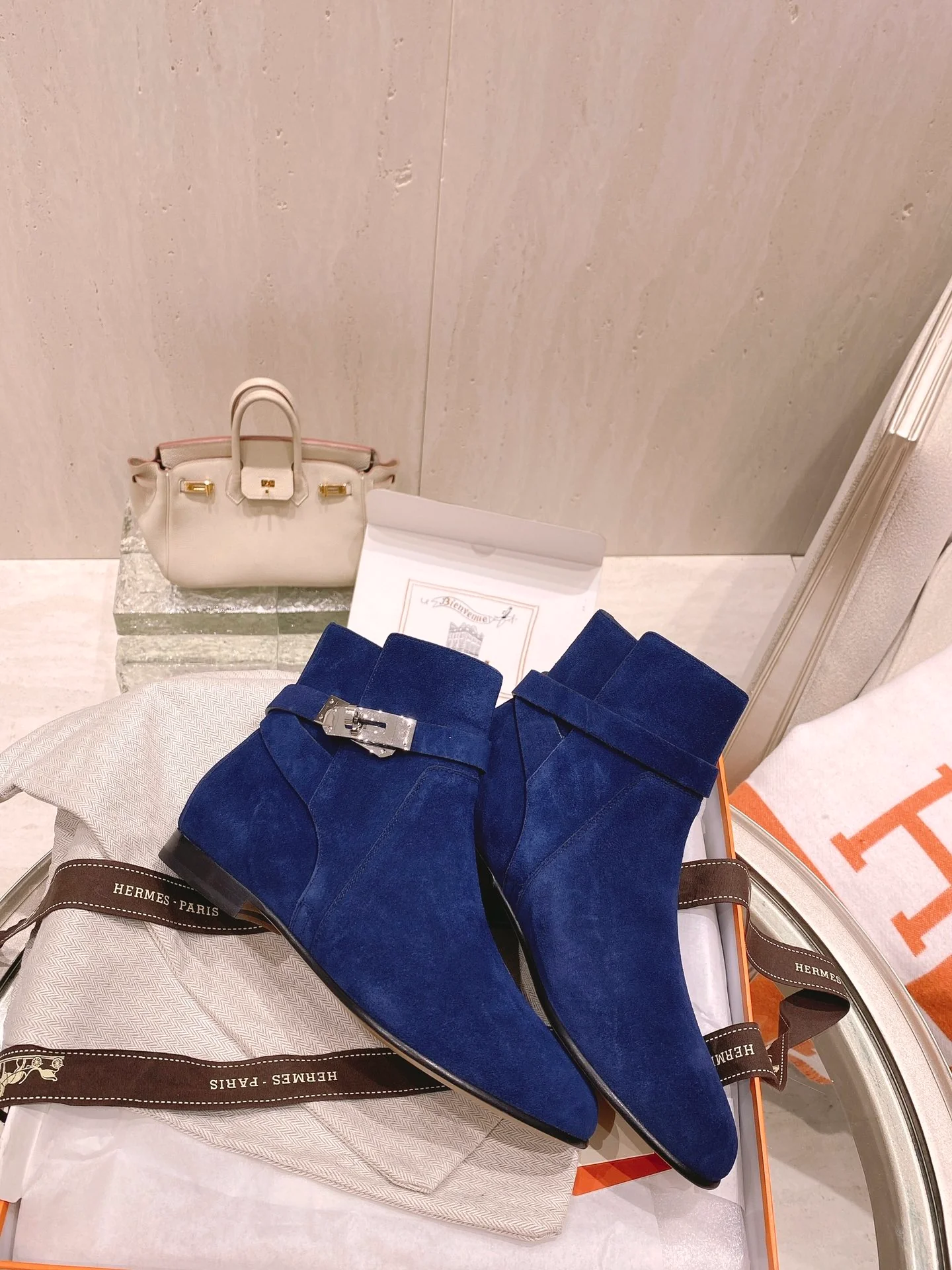 Ботильоны Hermes Kelly Buckle Collection - синие