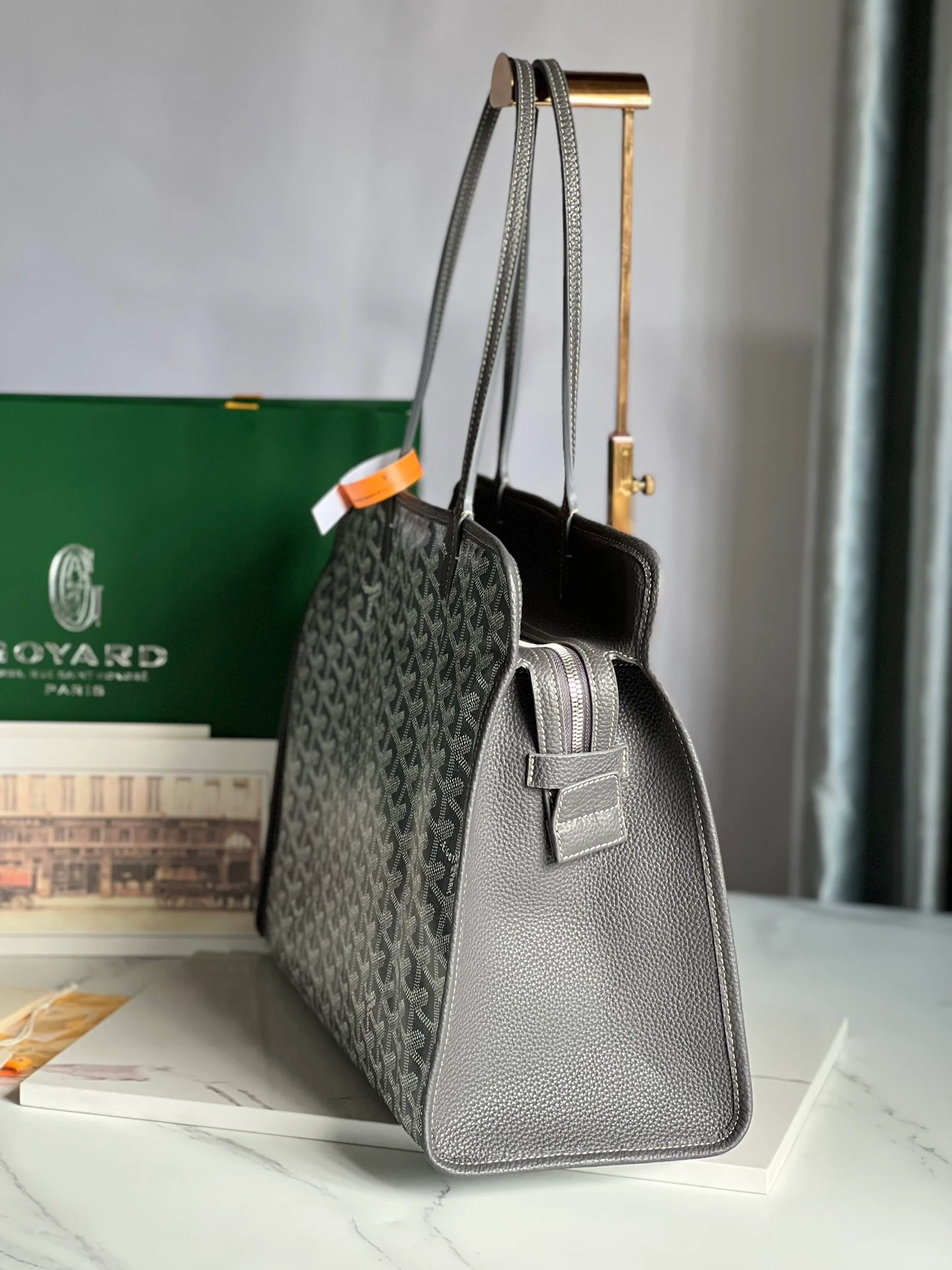 Маленькая складная холщовая сумка Goyard - серая.