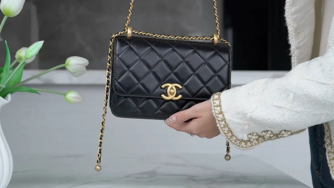 Chanel 24c Double Gold Ball CF Black