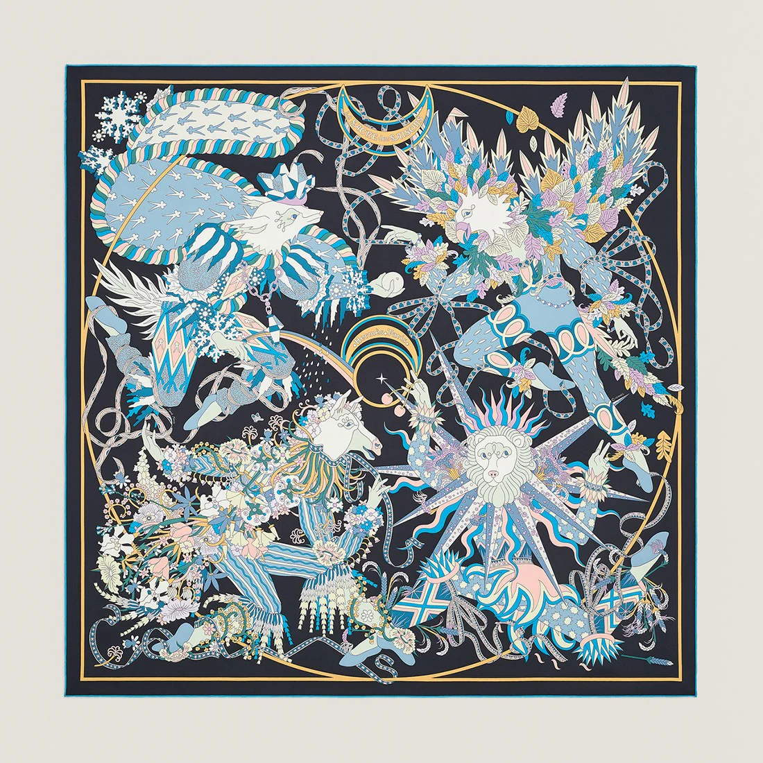 Шарф Hermes - ?Коронация короля времен года? - 90% шелк - Запечатанная коробка - 1 шт.