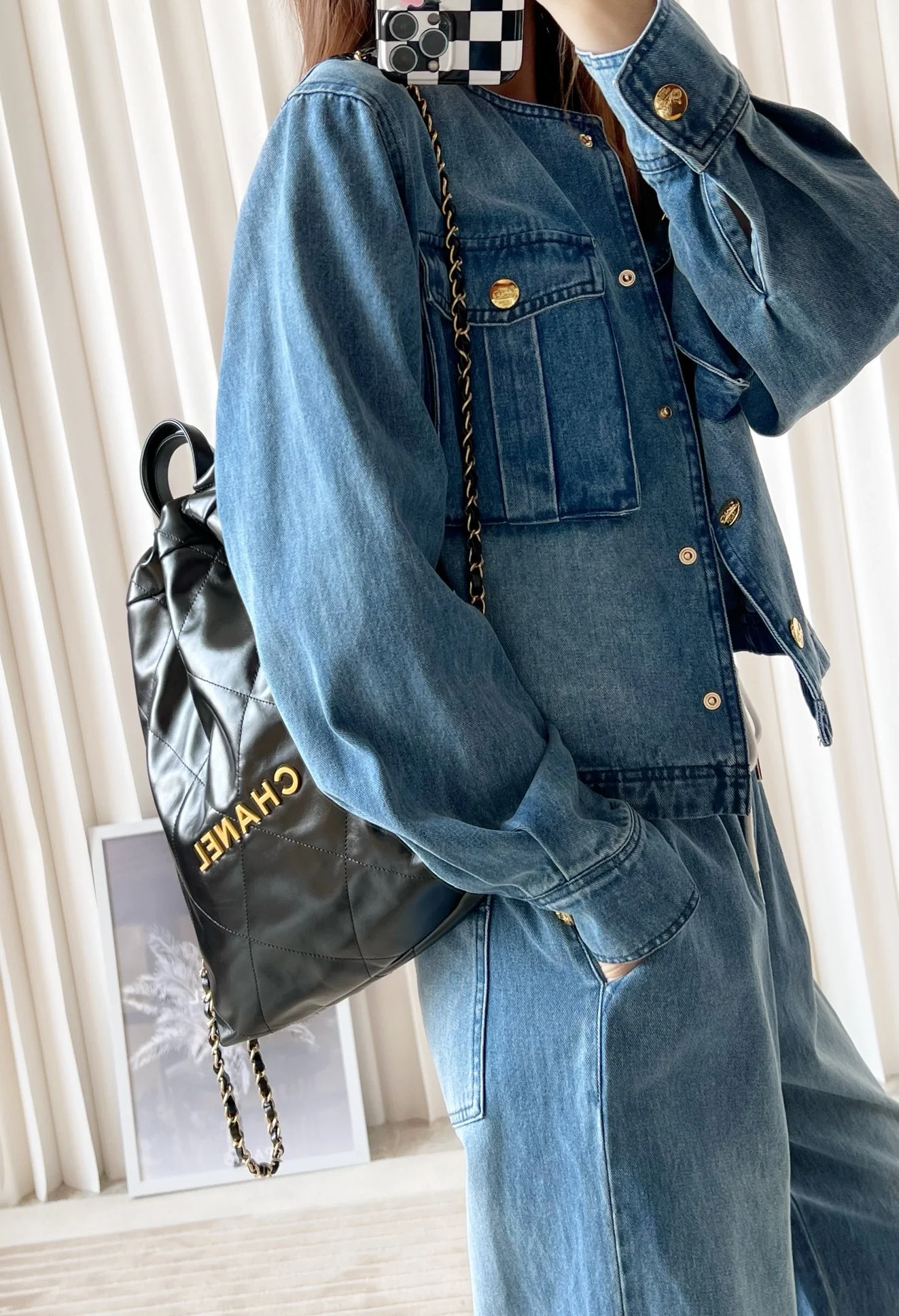 Сумка Chanel - Маленький рюкзак из телячьей кожи - Черный с золотой фурнитурой