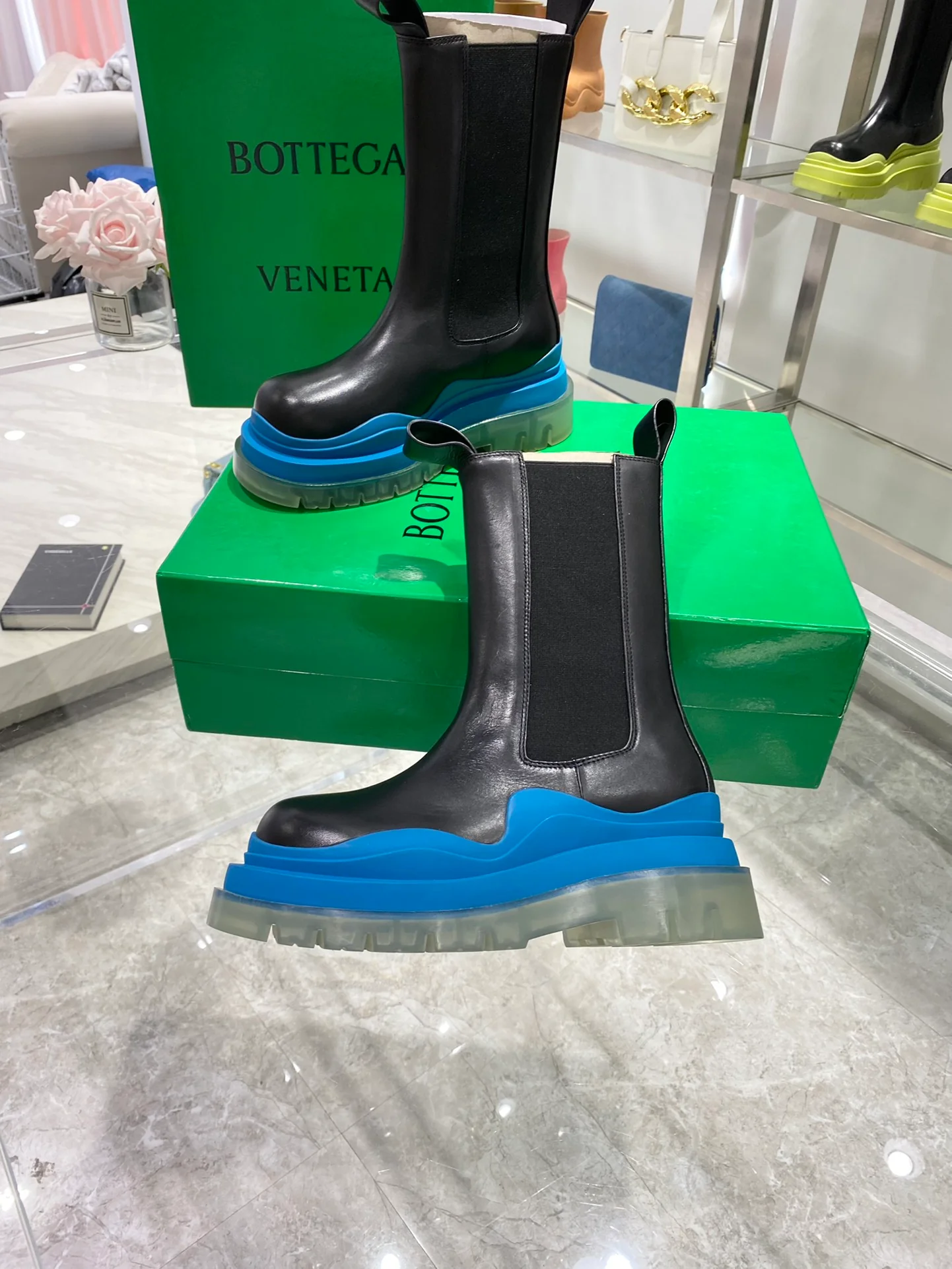 Обувь BV - BV - синяя подошва - до середины икры - ботинки Martin на платформе