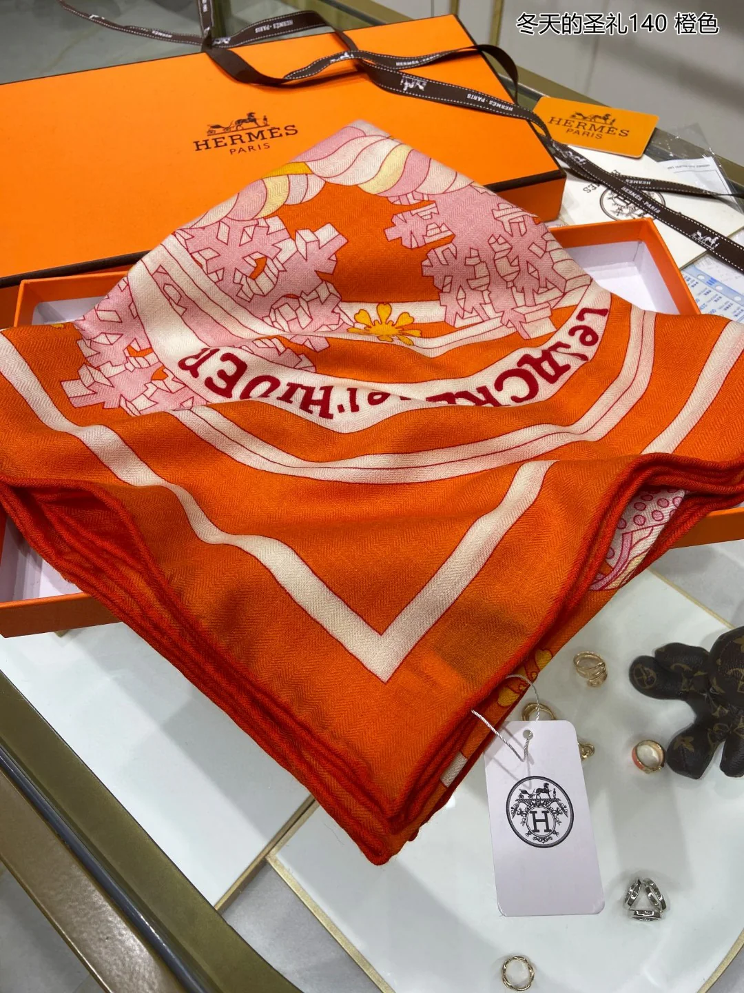 Кашемировый шелковый платок Hermes, 140 см